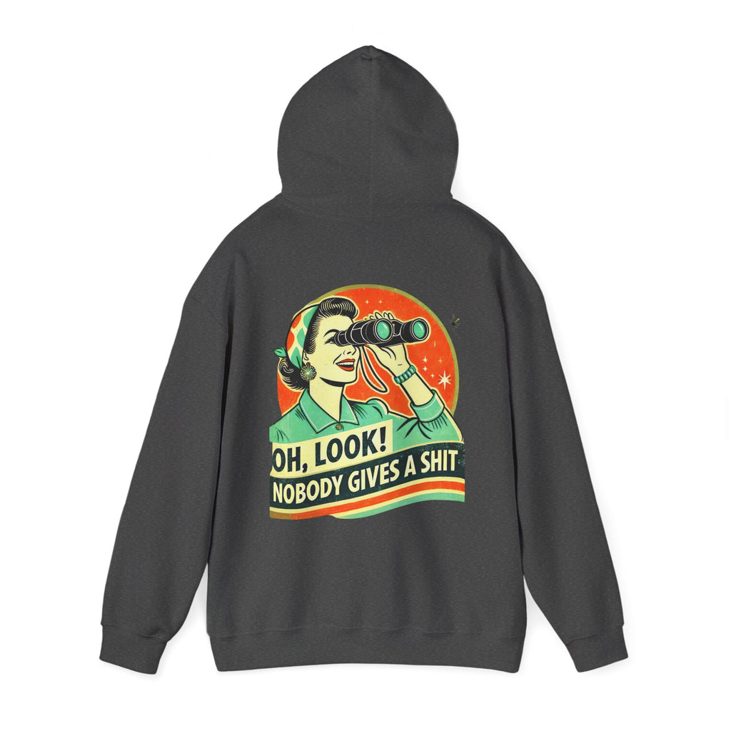 Hoodie „Oh Look Nobody Gives a Shit“ – Frecher Unisex Hoodie mit Statement-Rückenprint