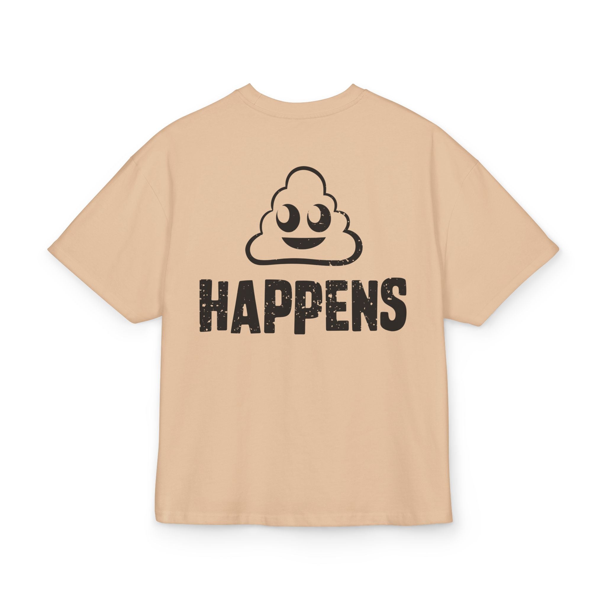 Unisex Ultra Heavy Cotton Box Tee mit Backprint „Shit Happens“ – robustes Statement-Shirt aus 100 % Baumwolle