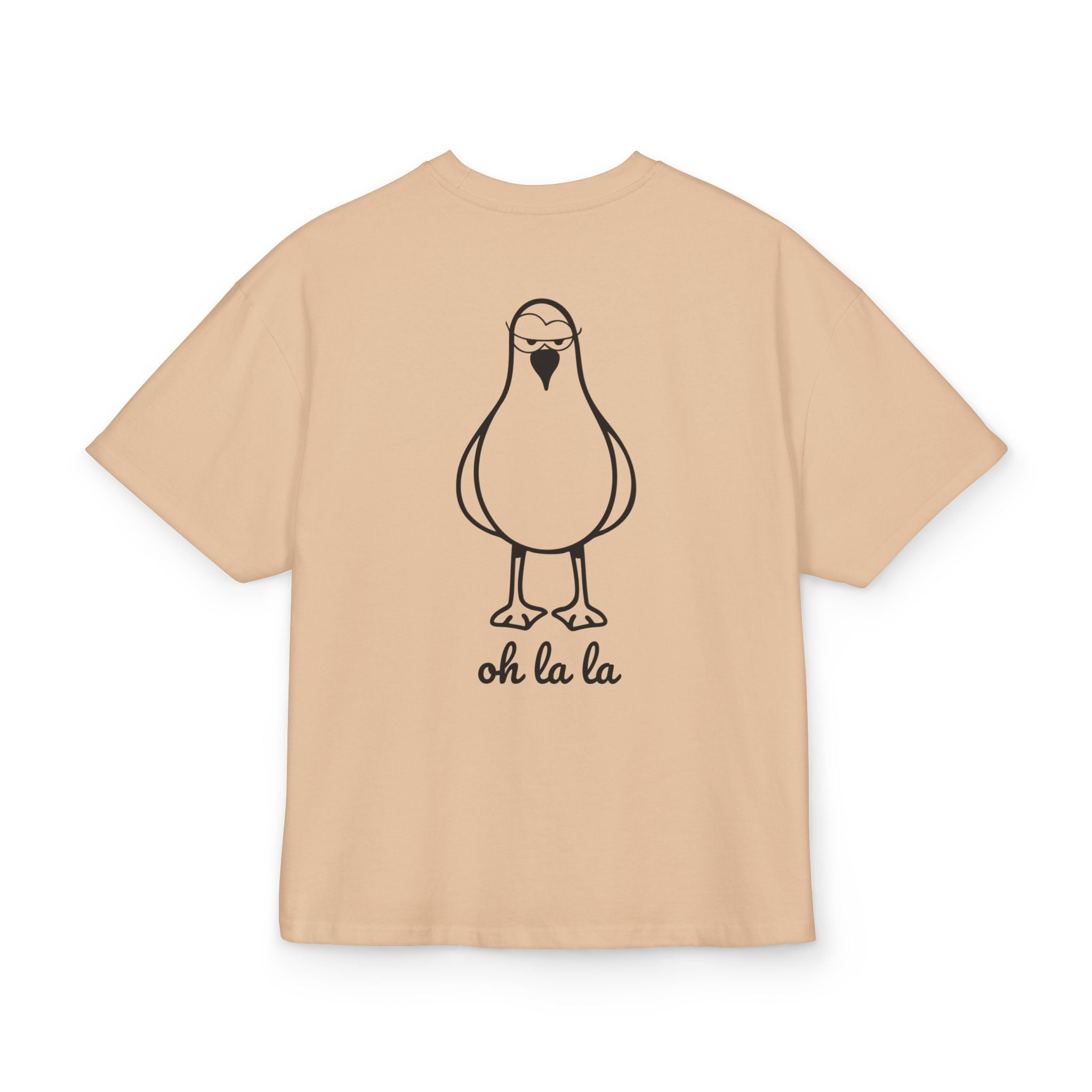 Unisex Ultra Heavy Cotton Box Tee „Sexy Möwe Oh La La“ – Lässiges Boxy Shirt mit frechem Rückenprint