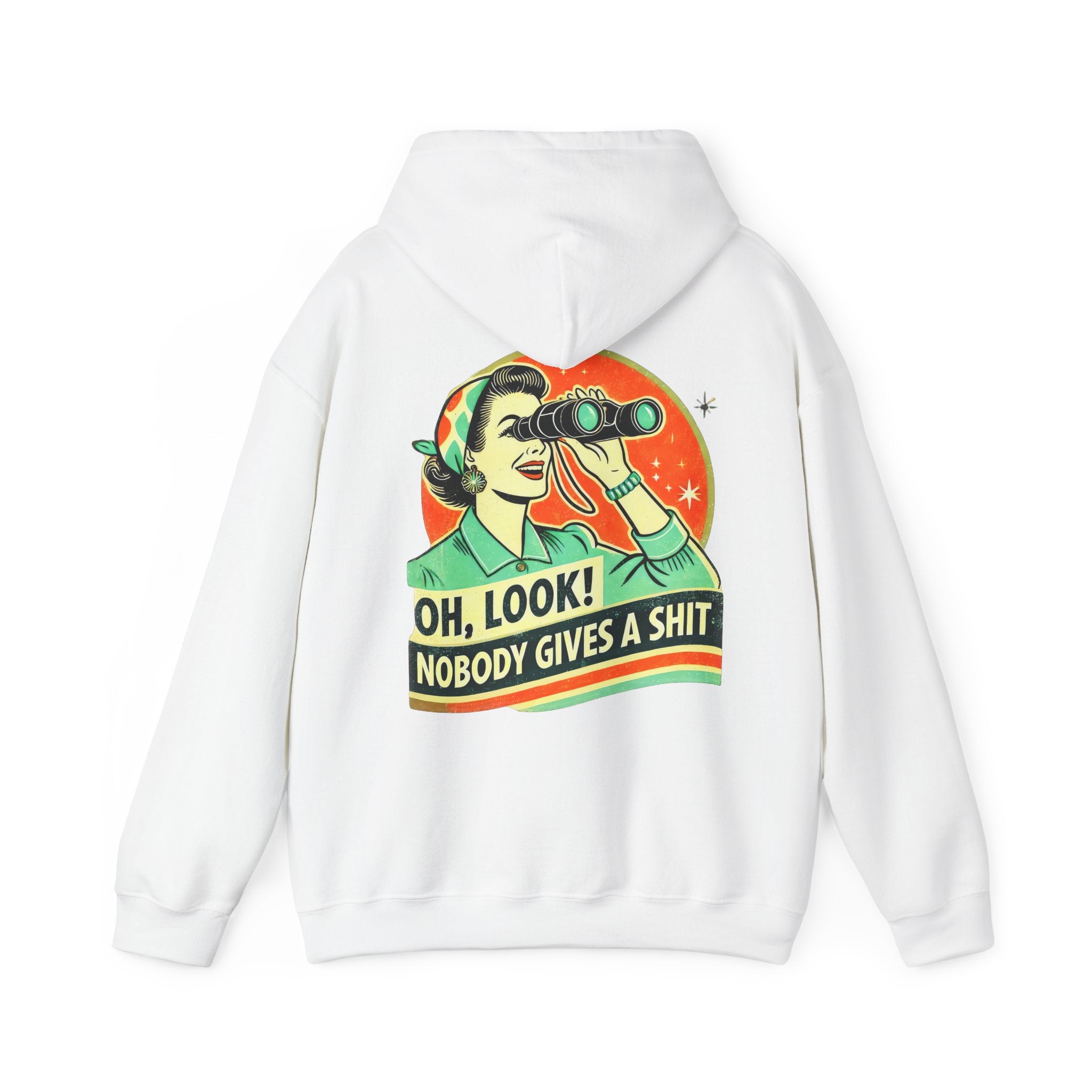 Hoodie „Oh Look Nobody Gives a Shit“ – Frecher Unisex Hoodie mit Statement-Rückenprint