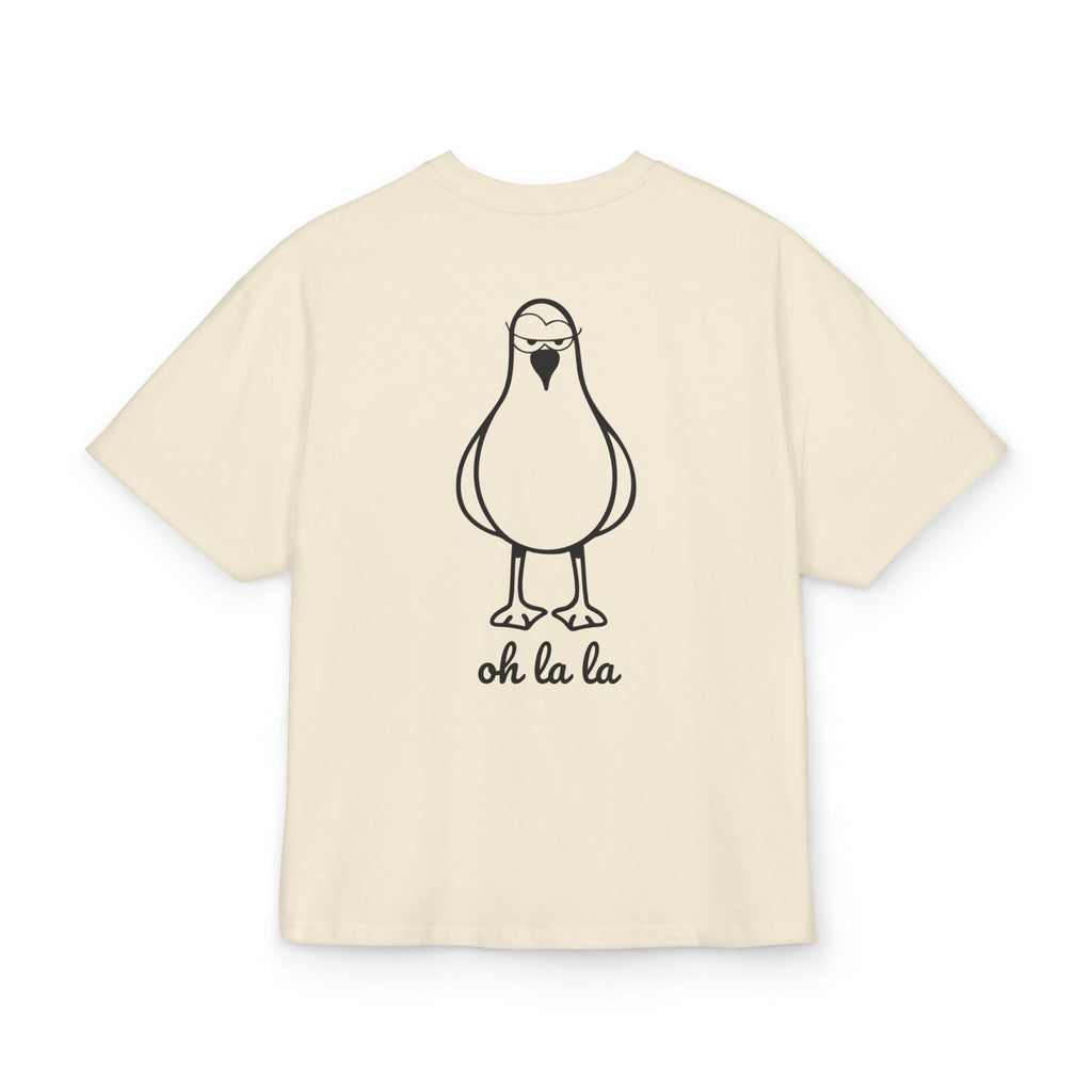 Unisex Ultra Heavy Cotton Box Tee „Sexy Möwe Oh La La“ – Lässiges Boxy Shirt mit frechem Rückenprint