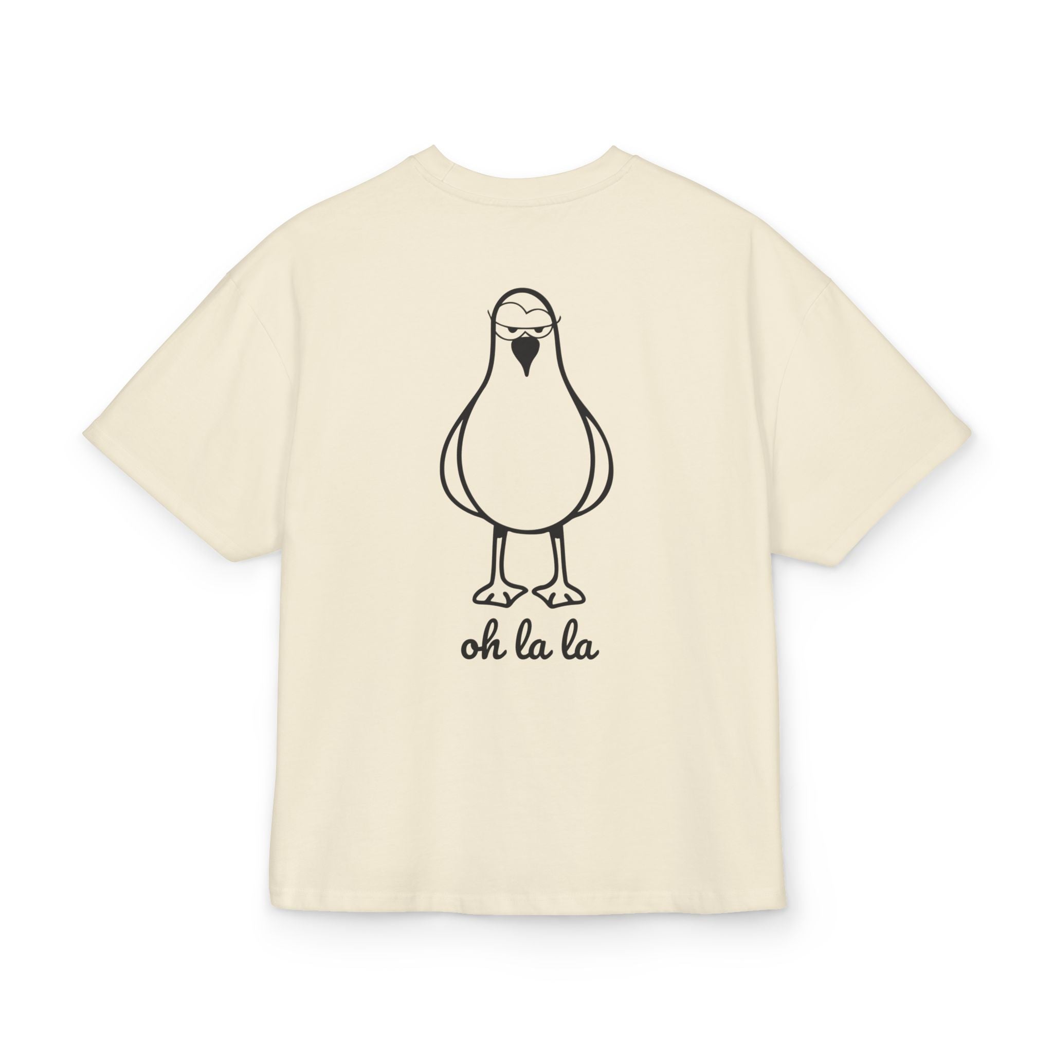 Unisex Ultra Heavy Cotton Box Tee „Sexy Möwe Oh La La“ – Lässiges Boxy Shirt mit frechem Rückenprint