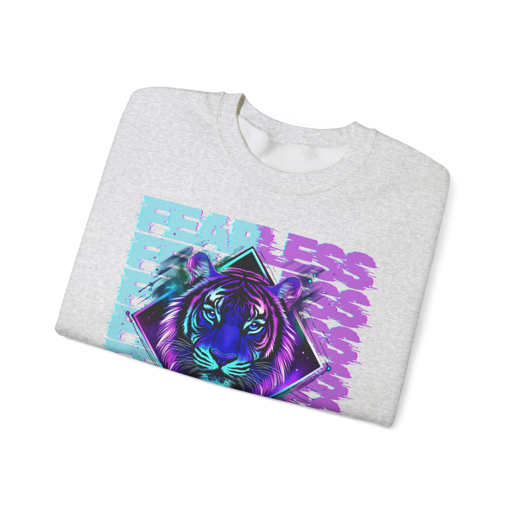 Fearless Tiger Graphic Sweatshirt, Unisex Crewneck, Cozy Fashion, Gift for Animal Lovers, Perfect for Casual Wear, Unique Fall Outfit