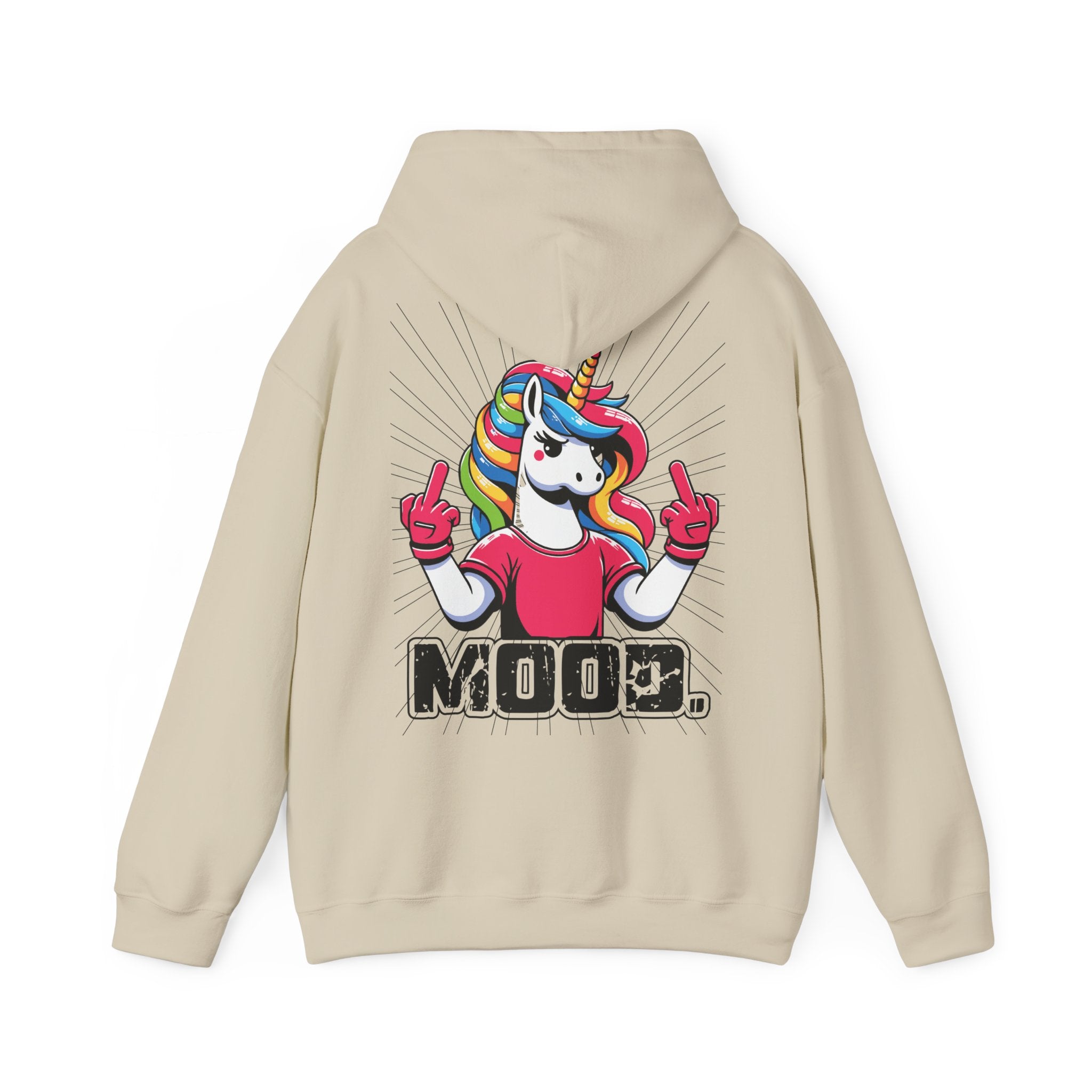 Hoodie „Mittelfinger Mood“ – Lustiger Einhorn Hoodie Unisex mit frechem Rückenprint