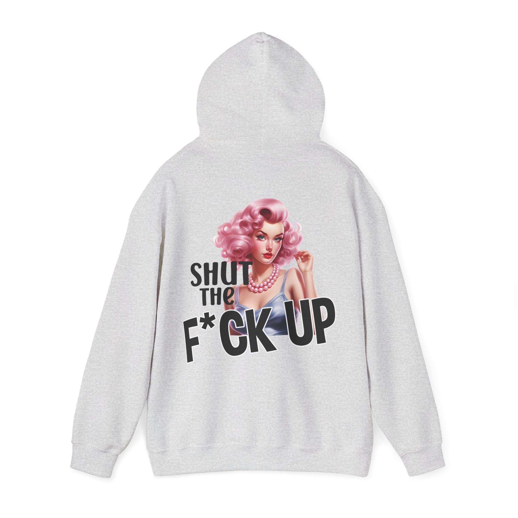 Unisex Hoodie mit Rückenprint „SHUT THE F*CK UP“ – Hoodie mit frechem Statement