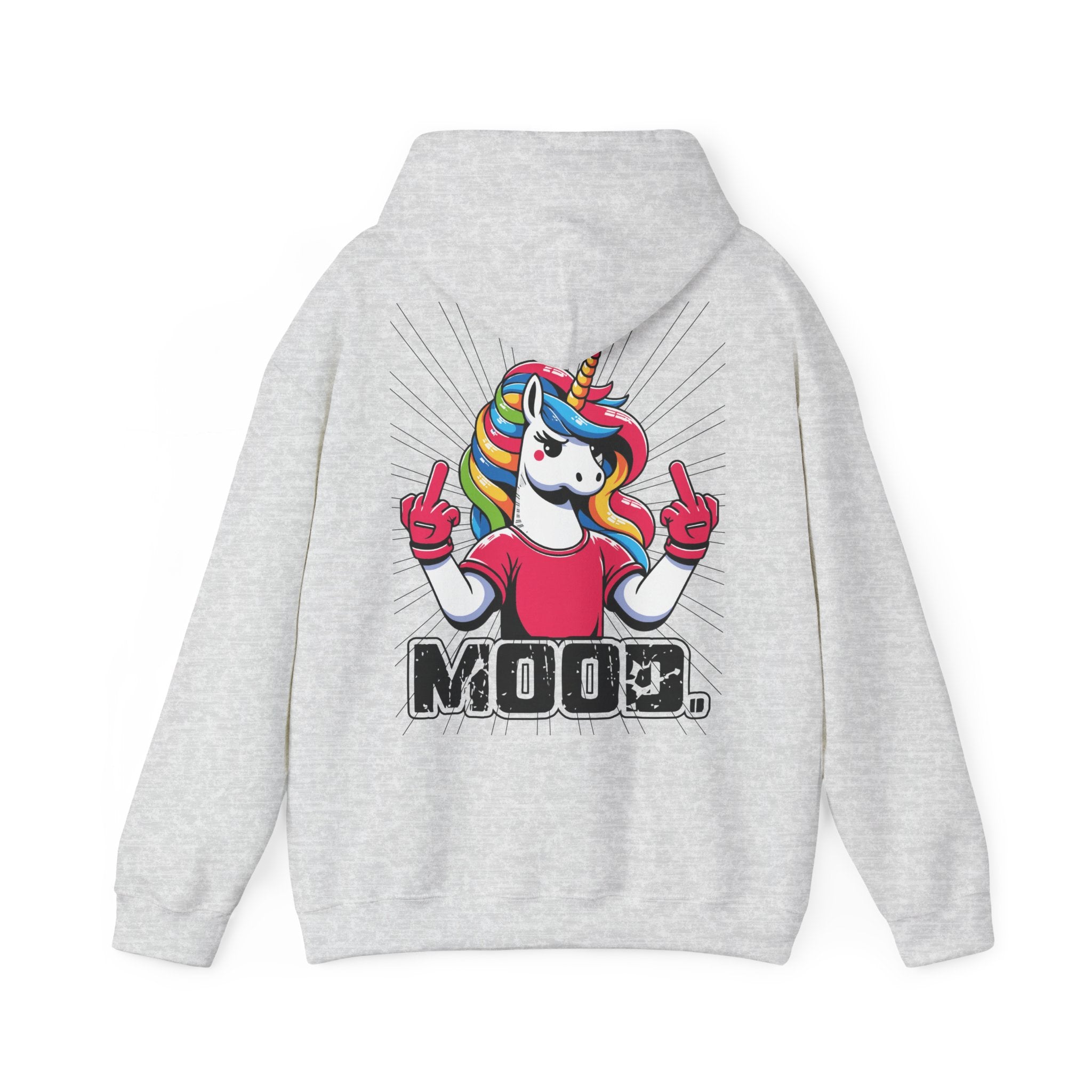 Hoodie „Mittelfinger Mood“ – Lustiger Einhorn Hoodie Unisex mit frechem Rückenprint