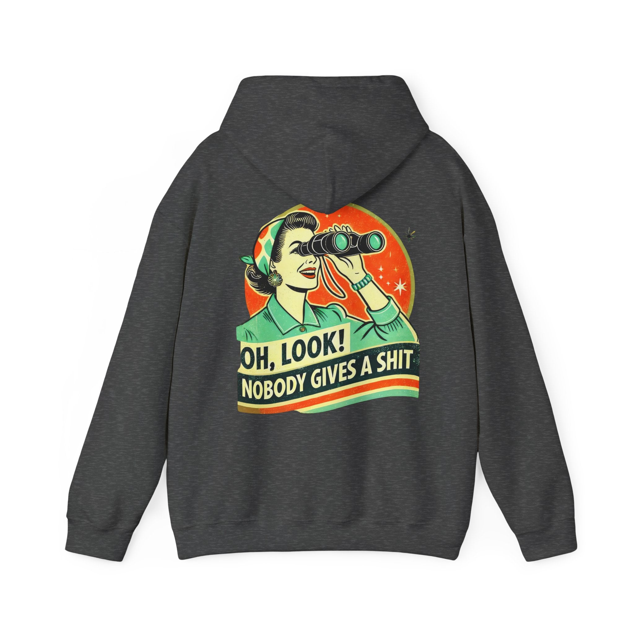 Hoodie „Oh Look Nobody Gives a Shit“ – Frecher Unisex Hoodie mit Statement-Rückenprint