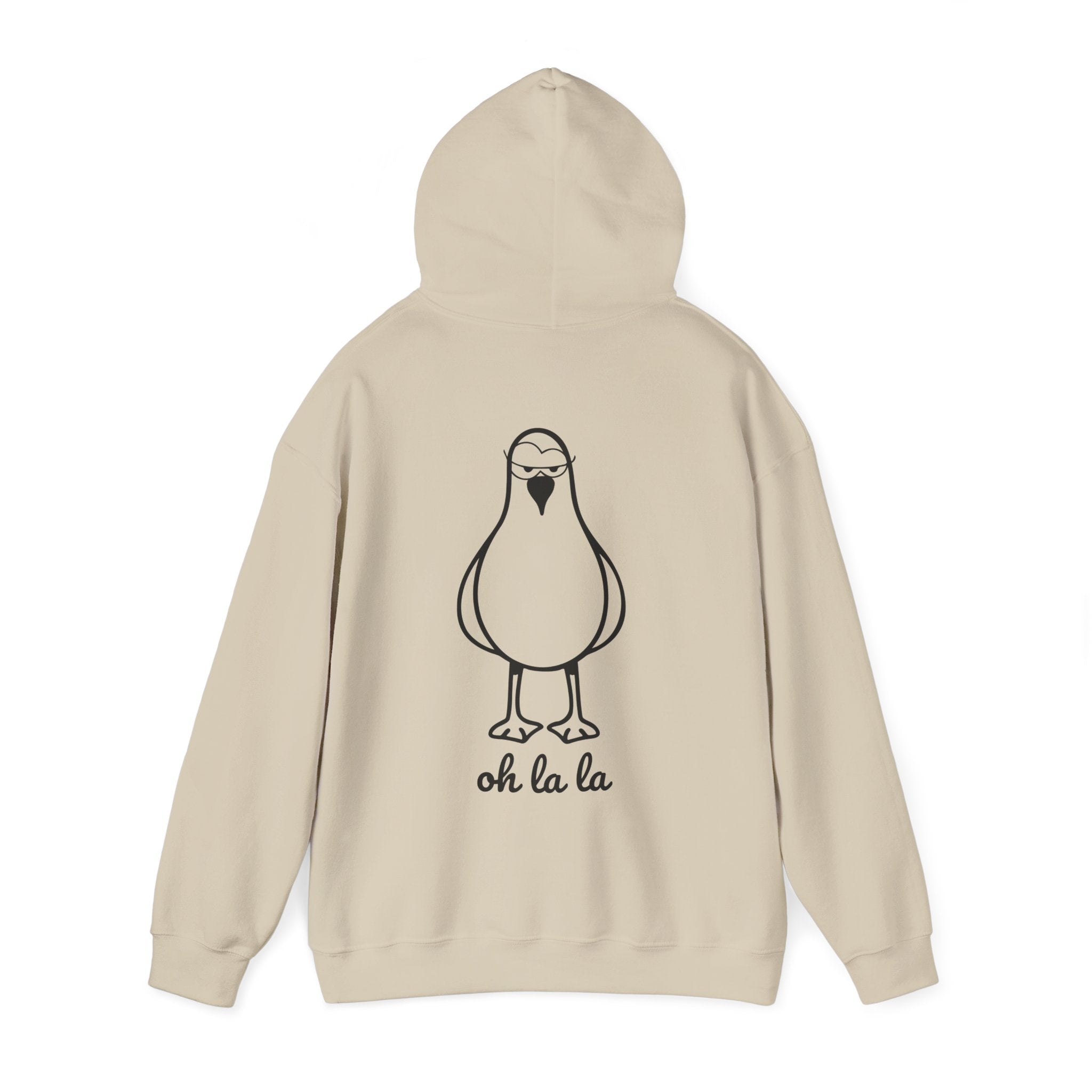 Hoodie „Sexy Möwe – Oh La La“ – Unisex Hoodie mit kleinem Frontprint & großem Rückenprint