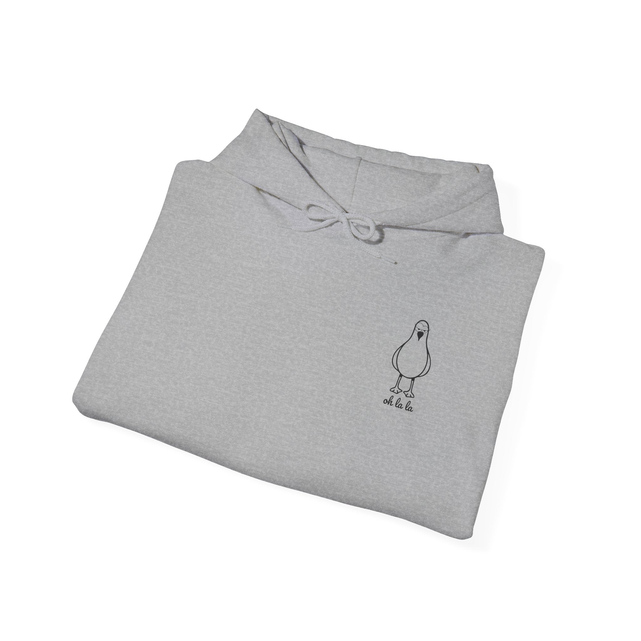 Hoodie „Sexy Möwe – Oh La La“ – Unisex Hoodie mit kleinem Frontprint & großem Rückenprint
