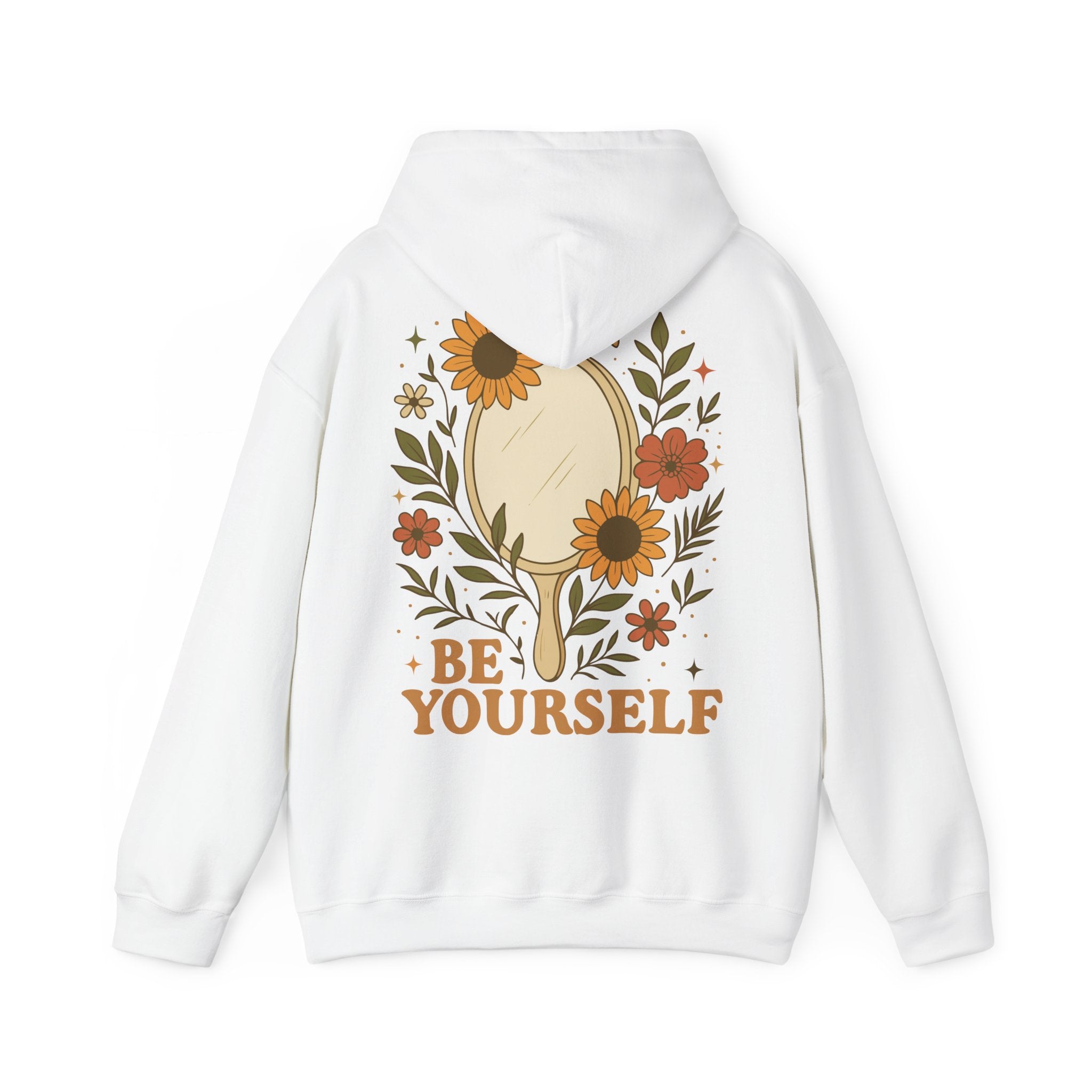 Unisex Hoodie mit Rückenprint „BE YOURSELF“ – Hoodie mit Statement für Selbstvertrauen