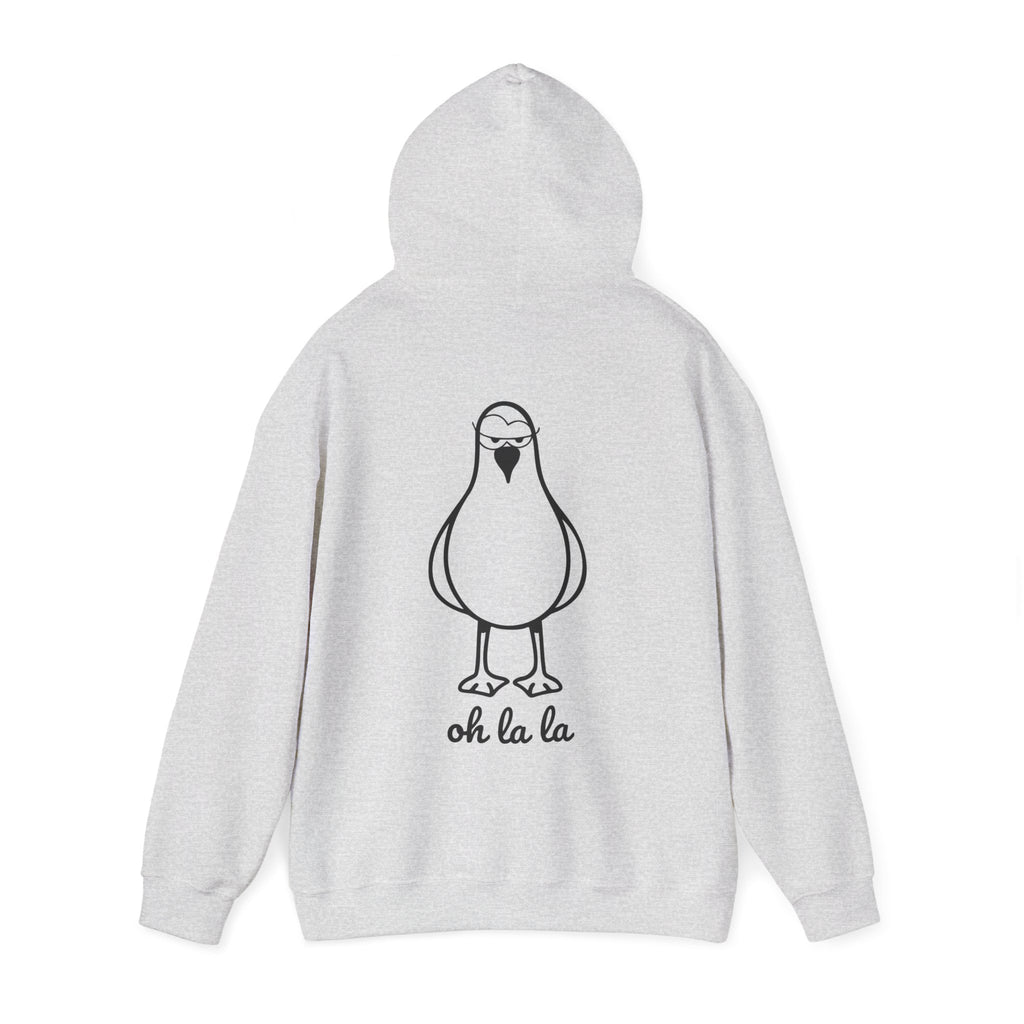 Hoodie „Sexy Möwe – Oh La La“ – Unisex Hoodie mit kleinem Frontprint & großem Rückenprint