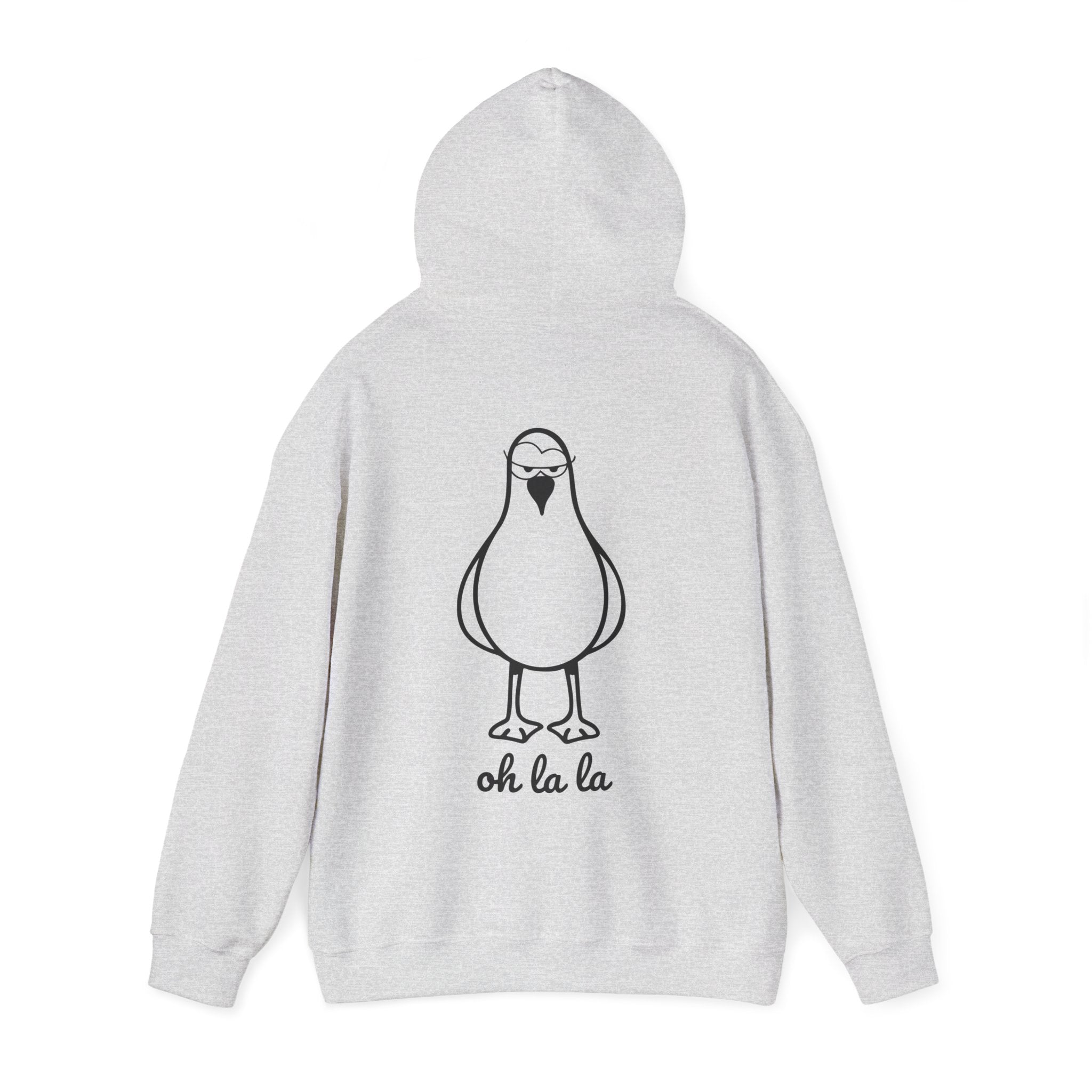Hoodie „Sexy Möwe – Oh La La“ – Unisex Hoodie mit kleinem Frontprint & großem Rückenprint
