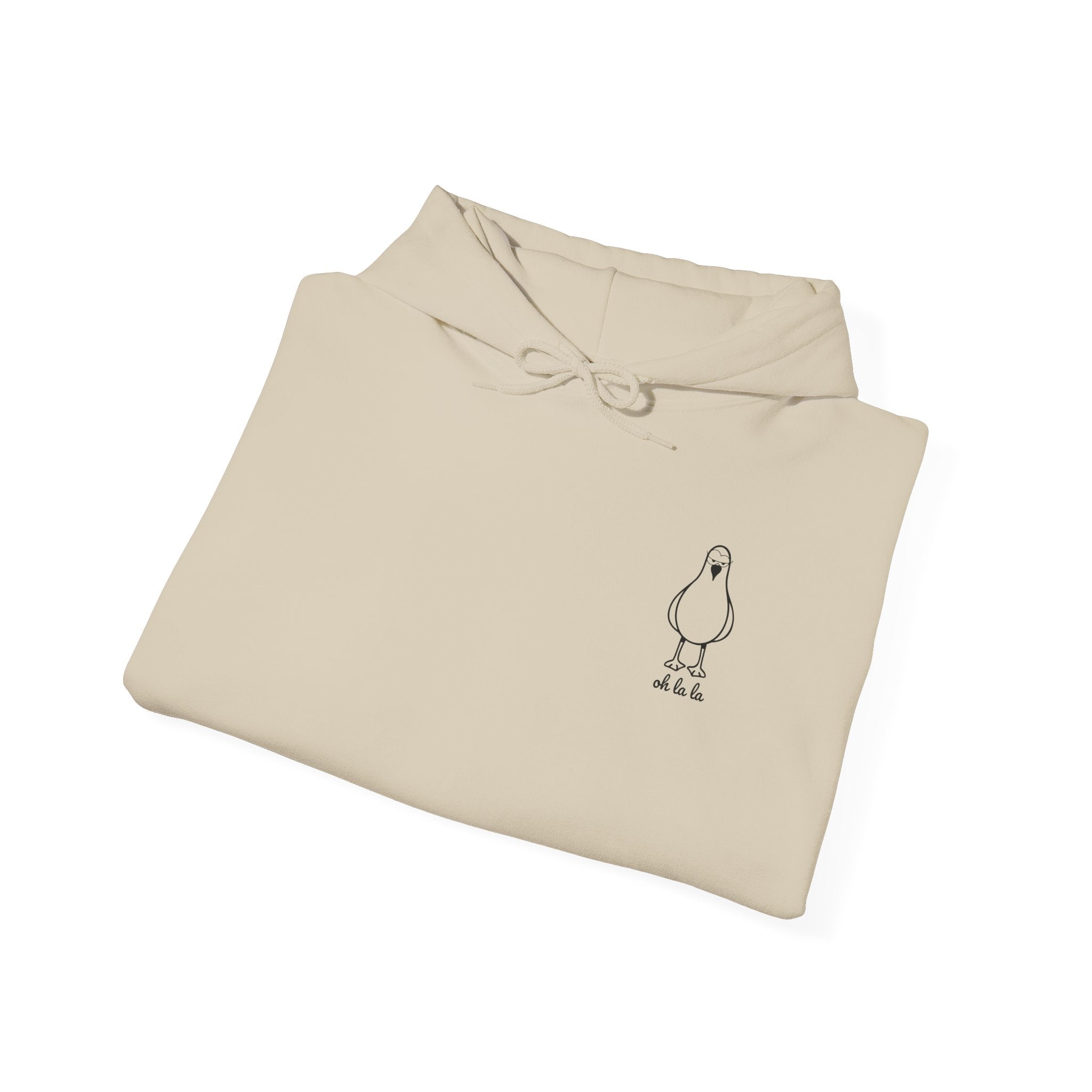 Hoodie „Sexy Möwe – Oh La La“ – Unisex Hoodie mit kleinem Frontprint & großem Rückenprint