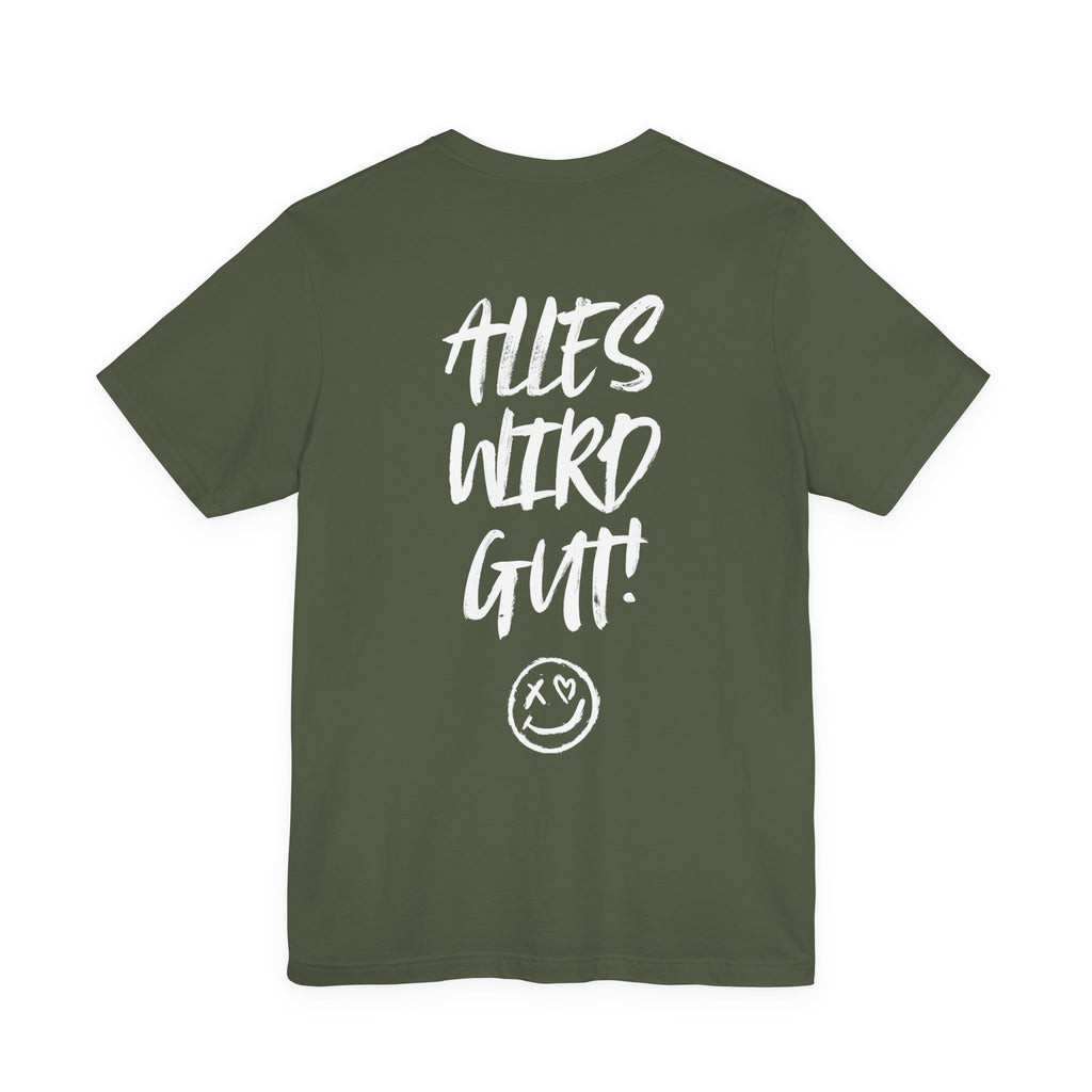 Unisex Jersey T-Shirt mit Rückenprint „alles wird gut“ – lässiges Statement Shirt aus 100 % Baumwolle
