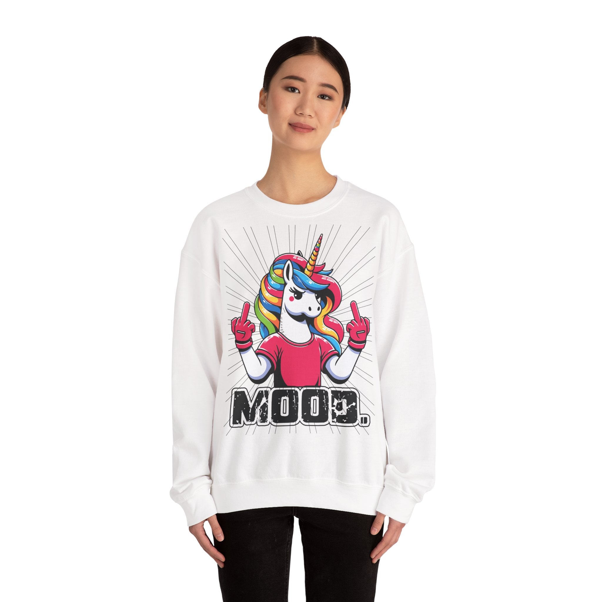 Funny Unicorn Sweatshirt, Mood Sweatshirt, Gift for Her, Cute Crewneck, Rainbow Unicorn Apparel, Cozy Sweatshirt for Teens, Quirky Gift
