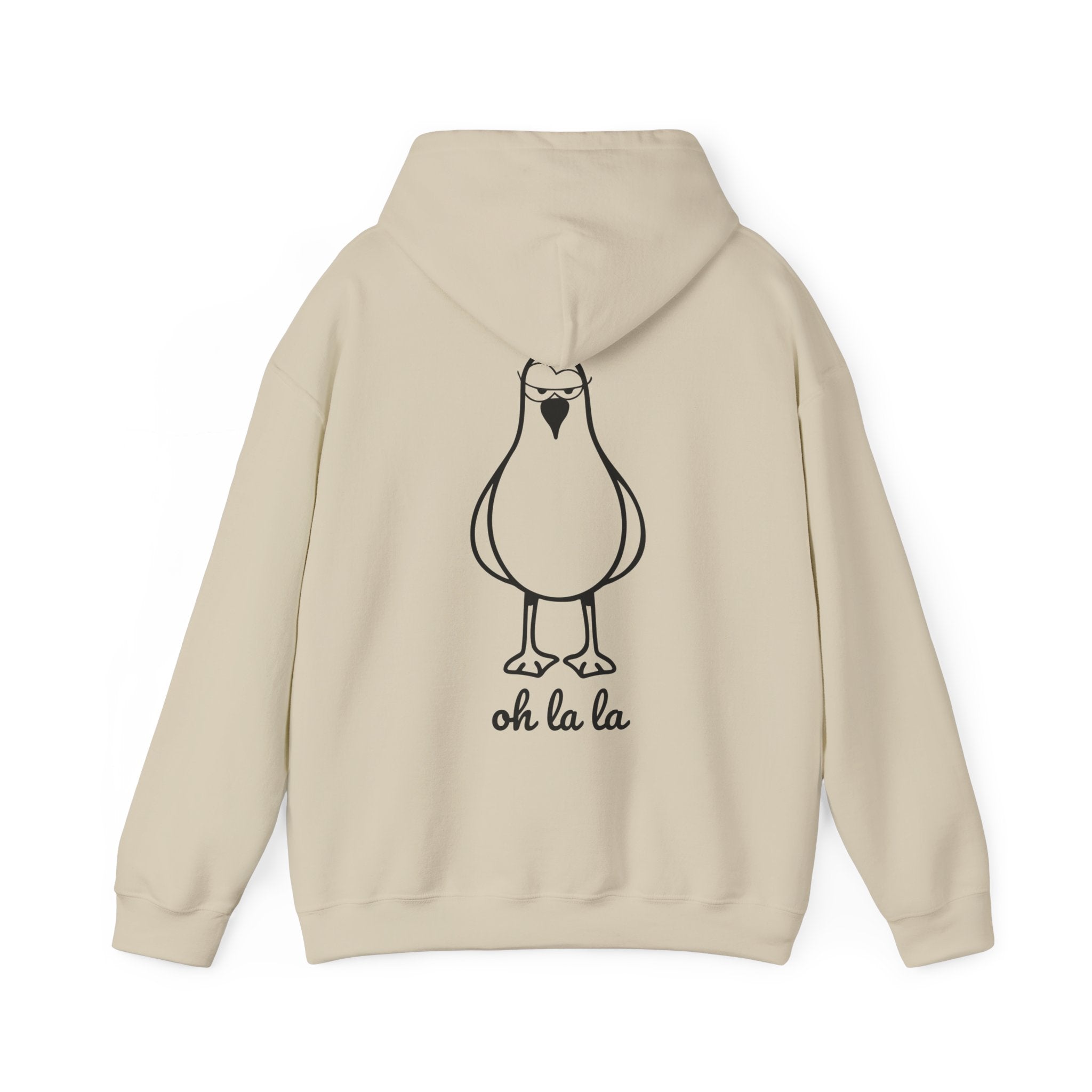 Hoodie „Sexy Möwe – Oh La La“ – Unisex Hoodie mit kleinem Frontprint & großem Rückenprint