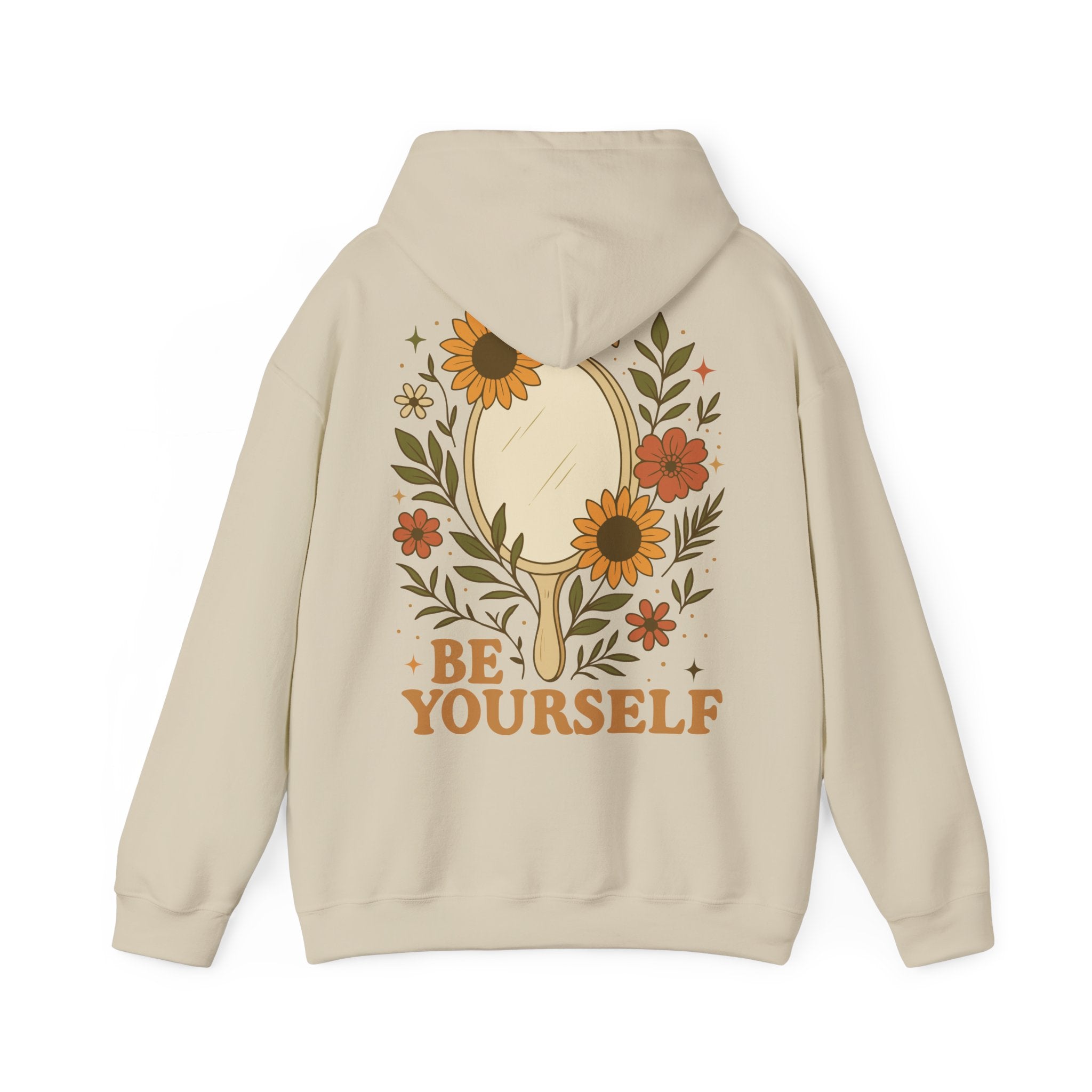Unisex Hoodie mit Rückenprint „BE YOURSELF“ – Hoodie mit Statement für Selbstvertrauen