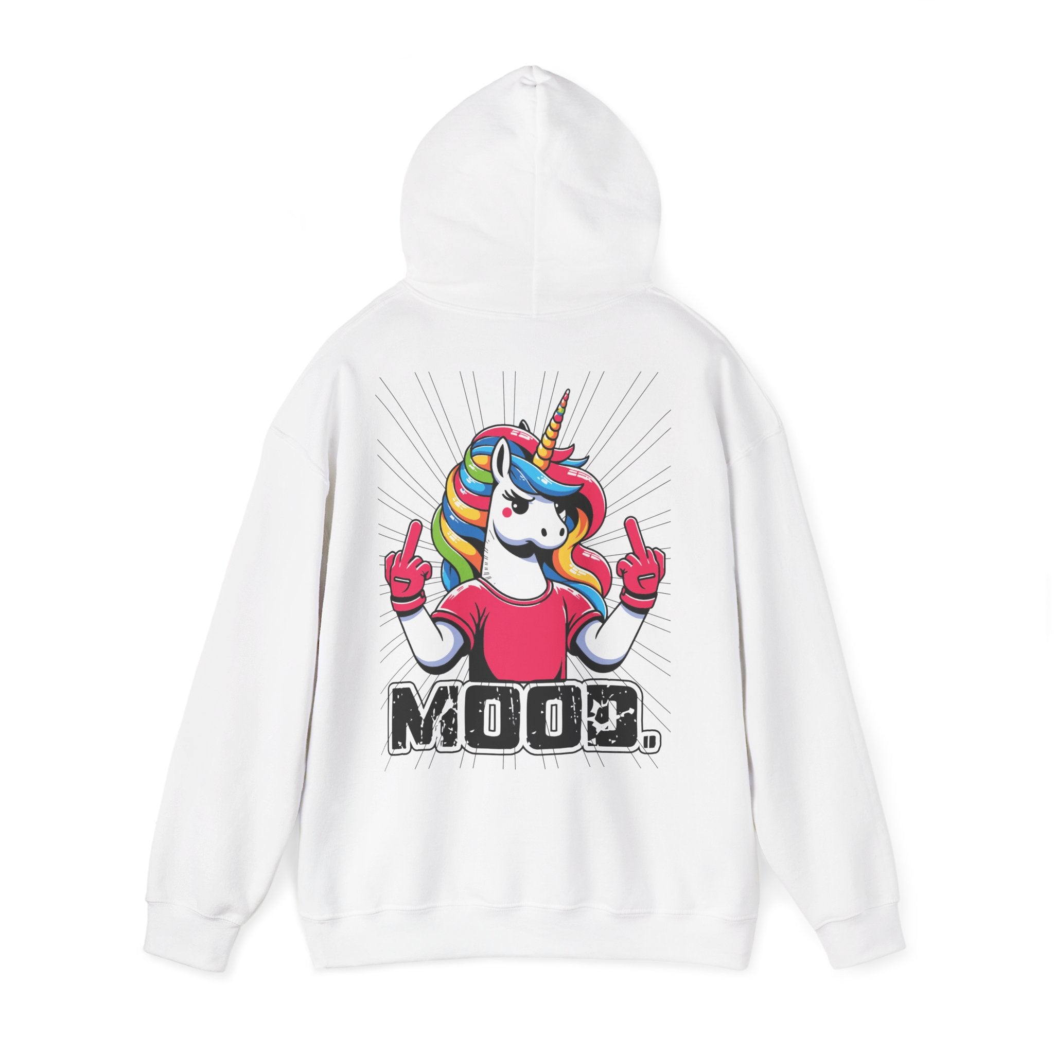 Hoodie „Mittelfinger Mood“ – Lustiger Einhorn Hoodie Unisex mit frechem Rückenprint