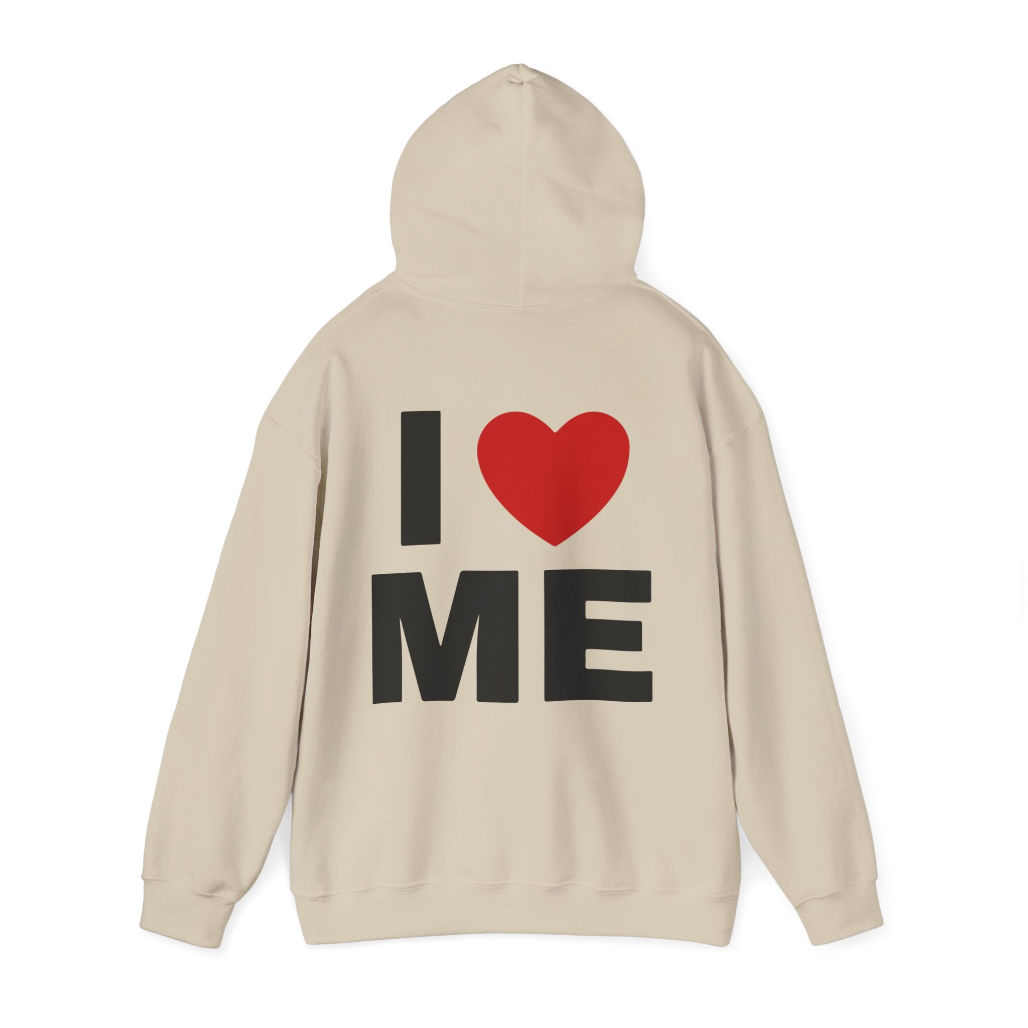 Unisex Hoodie mit Rückenprint „I LOVE ME“ – Hoodie mit kraftvollem Statement