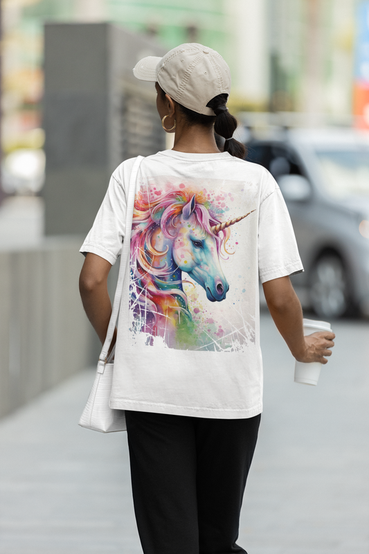 Unicorn Unisex Oversized T-Shirt mit Back-Print | Baumwolle Statement Shirt | seianders.de