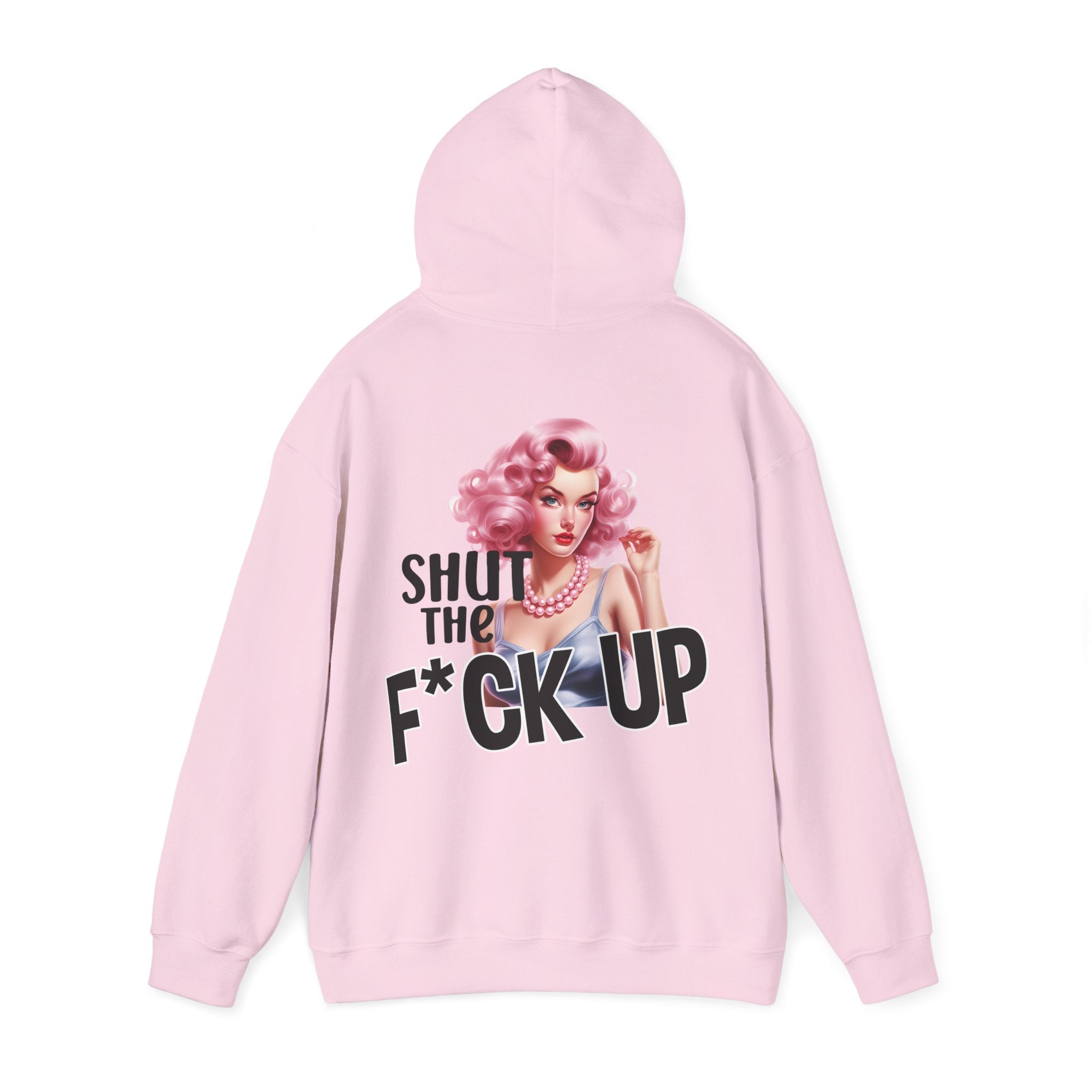 Unisex Hoodie mit Rückenprint „SHUT THE F*CK UP“ – Hoodie mit frechem Statement