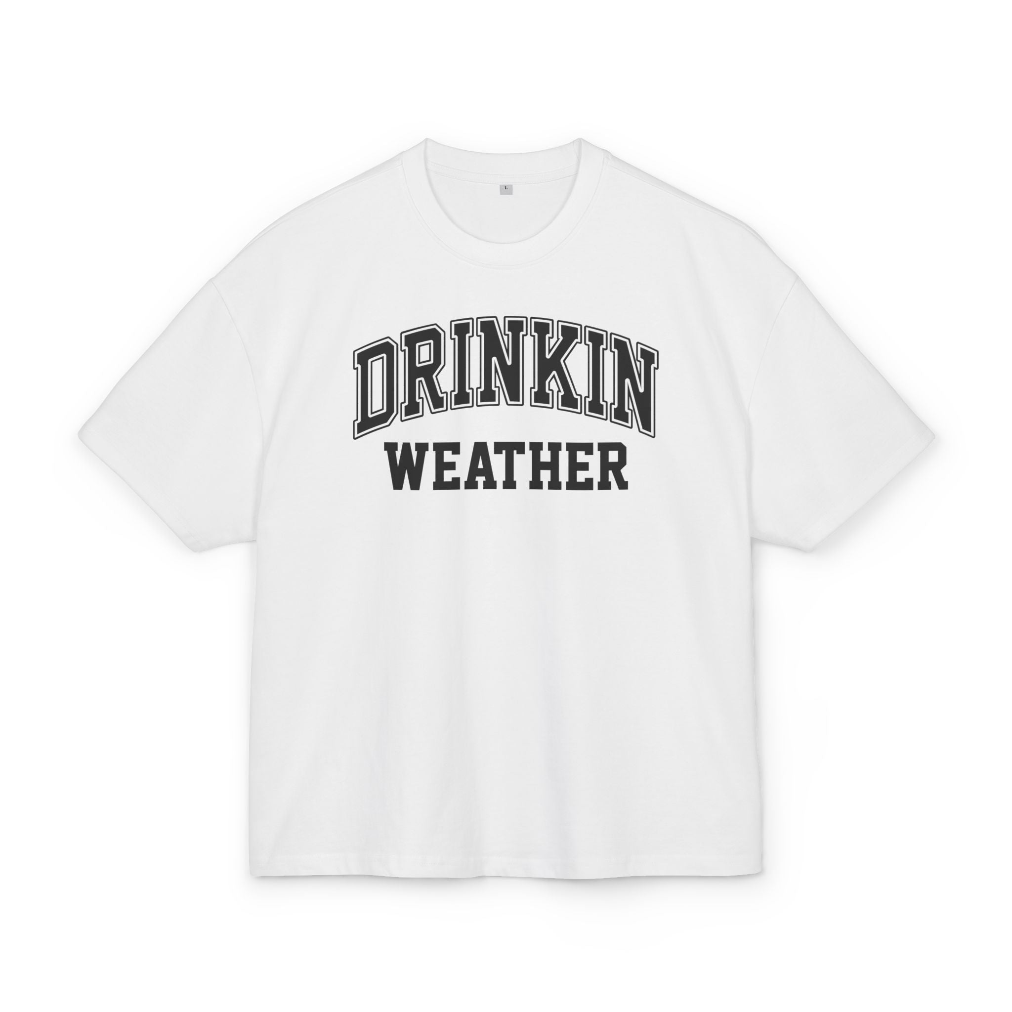 Unisex Ultra Heavy Cotton Box Tee „Drinkin' Weather“ – Lässiges Boxy Shirt mit coolem Frontprint