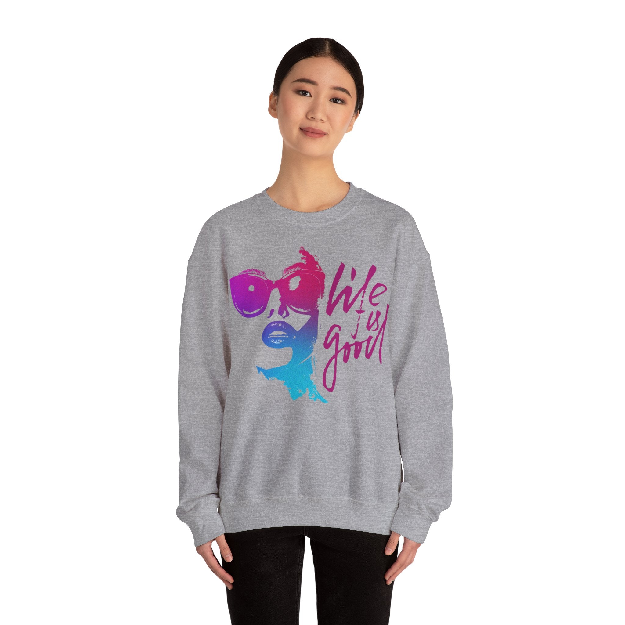 Life is Good Crewneck Sweatshirt, Unisex Casual Sweatshirt, Inspirational Gift for Her, Everyday Wear, Cozy Fashion, Summer Vibes