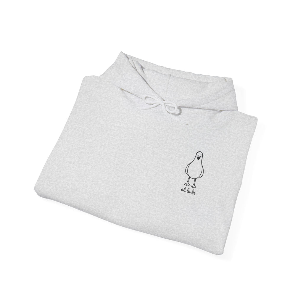 Hoodie „Sexy Möwe – Oh La La“ – Unisex Hoodie mit kleinem Frontprint & großem Rückenprint