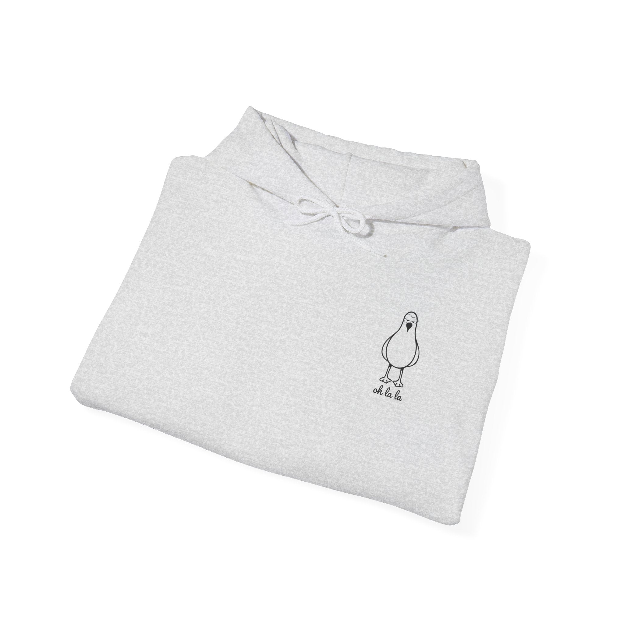 Hoodie „Sexy Möwe – Oh La La“ – Unisex Hoodie mit kleinem Frontprint & großem Rückenprint