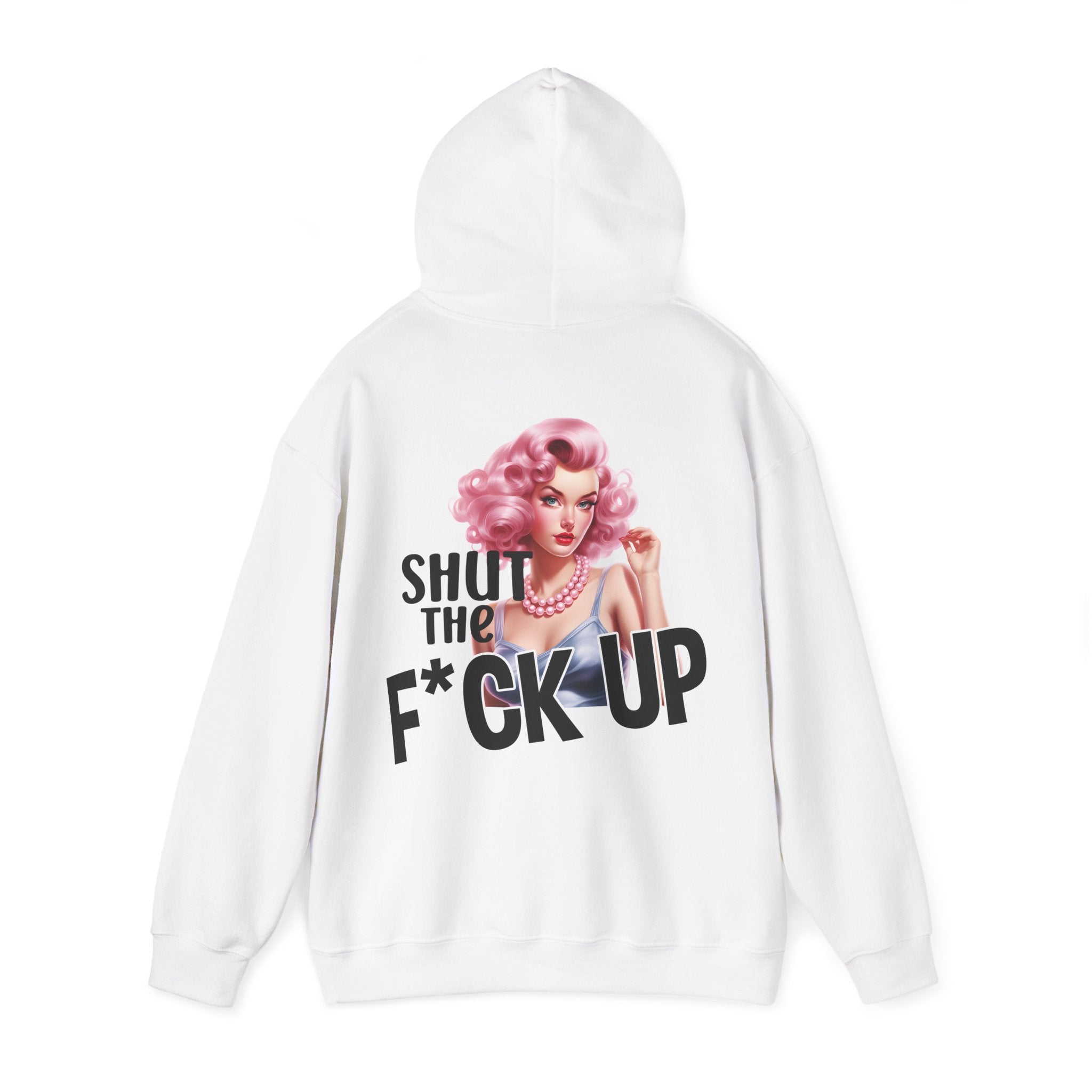 Unisex Hoodie mit Rückenprint „SHUT THE F*CK UP“ – Hoodie mit frechem Statement