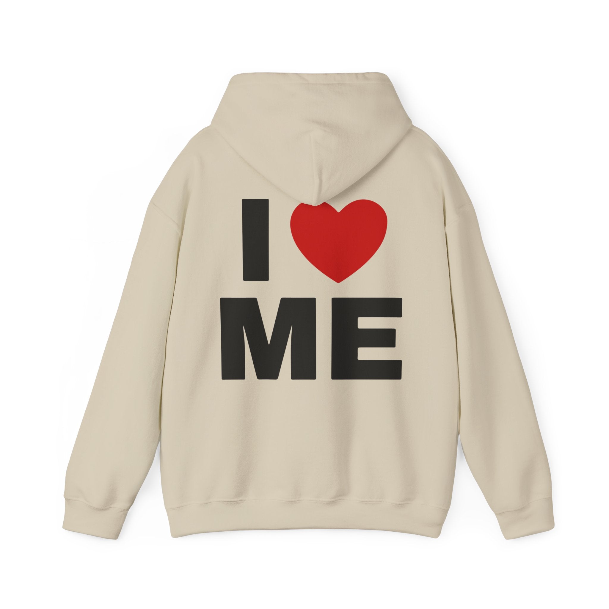 Unisex Hoodie mit Rückenprint „I LOVE ME“ – Hoodie mit kraftvollem Statement