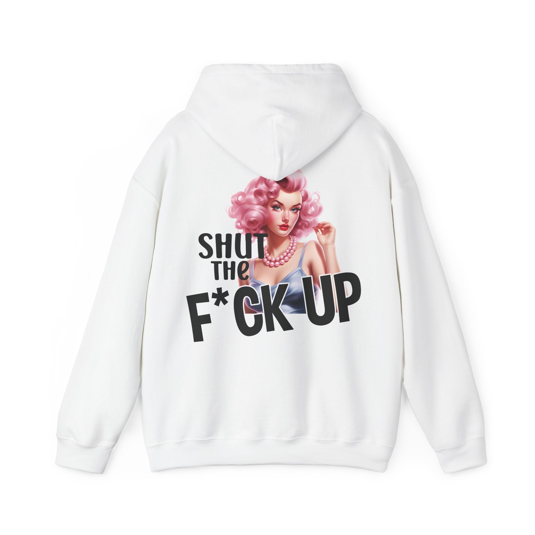 Unisex Hoodie mit Rückenprint „SHUT THE F*CK UP“ – Hoodie mit frechem Statement