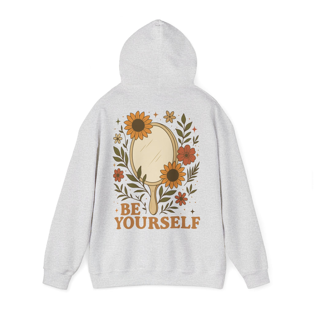 Unisex Hoodie mit Rückenprint „BE YOURSELF“ – Hoodie mit Statement für Selbstvertrauen
