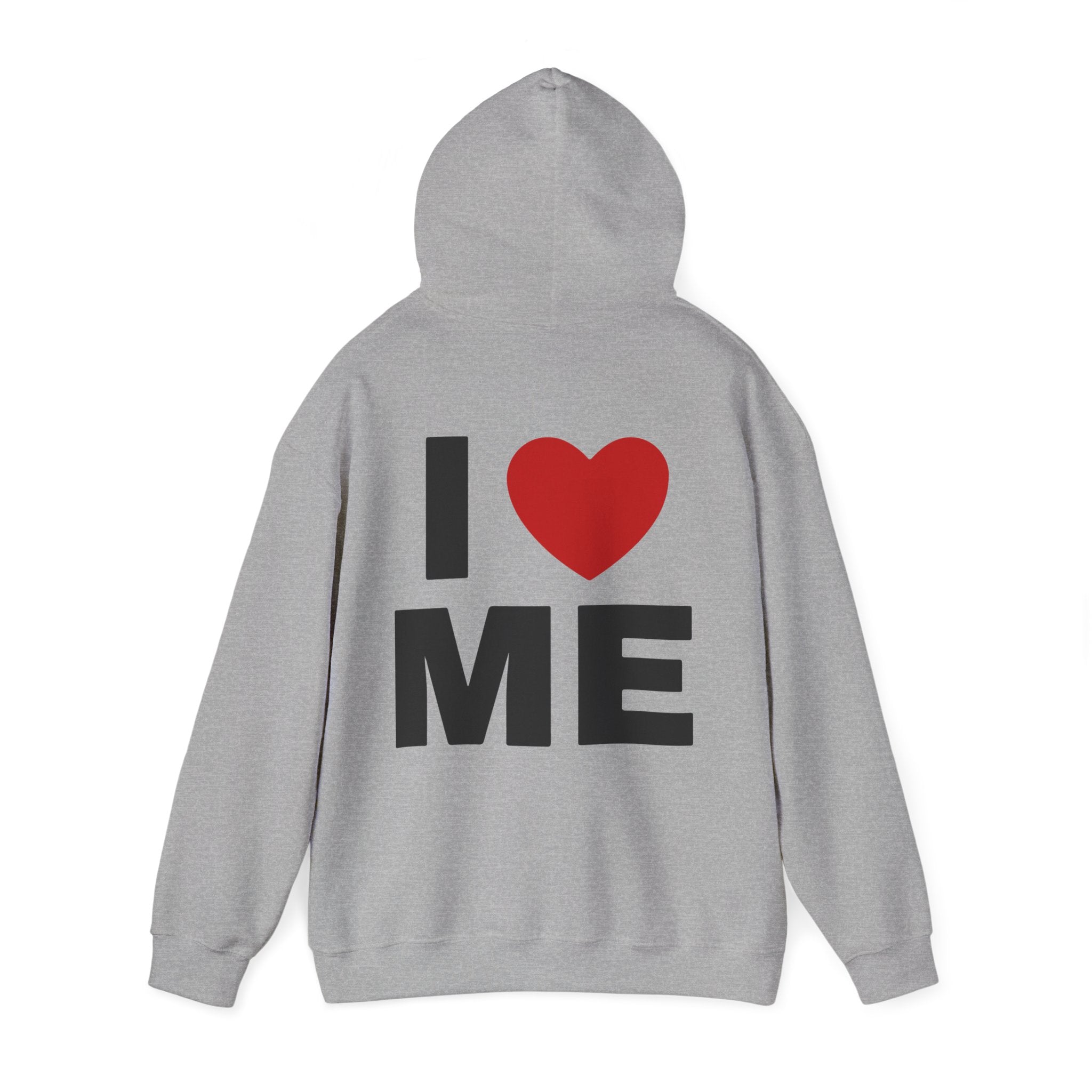 Unisex Hoodie mit Rückenprint „I LOVE ME“ – Hoodie mit kraftvollem Statement