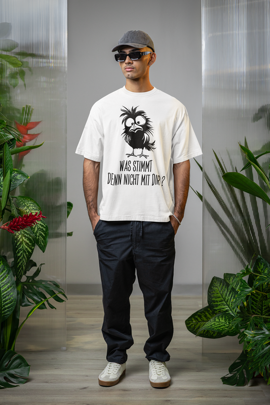 Funny Unisex Heavy Oversize Tee - 'Was Stimmt Denn Nicht Mit Dir?' Graphic Tee for Casual Vibes