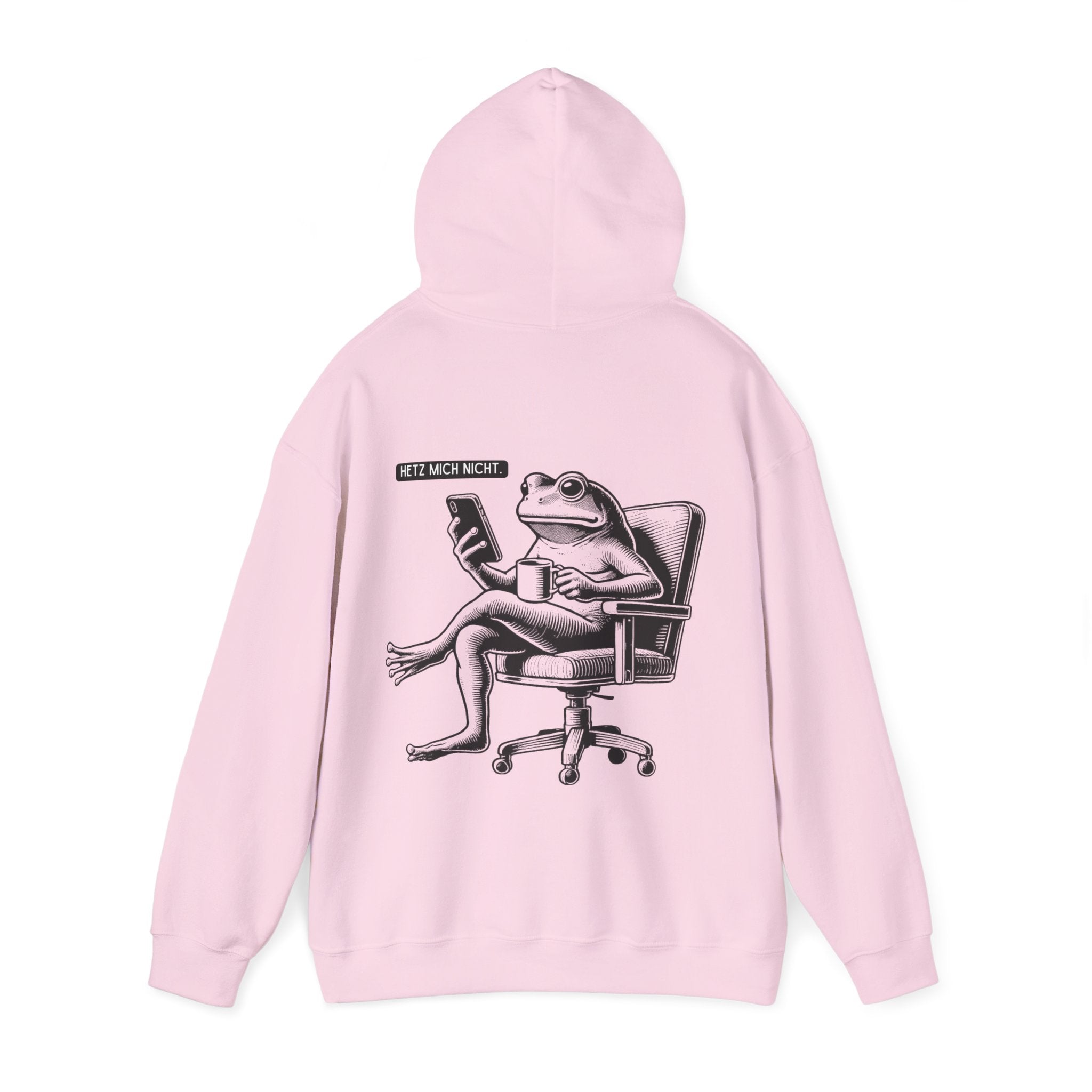 Unisex Hoodie mit Rückenprint „HETZT MICH NICHT“ – Hoodie mit humorvollem Statement