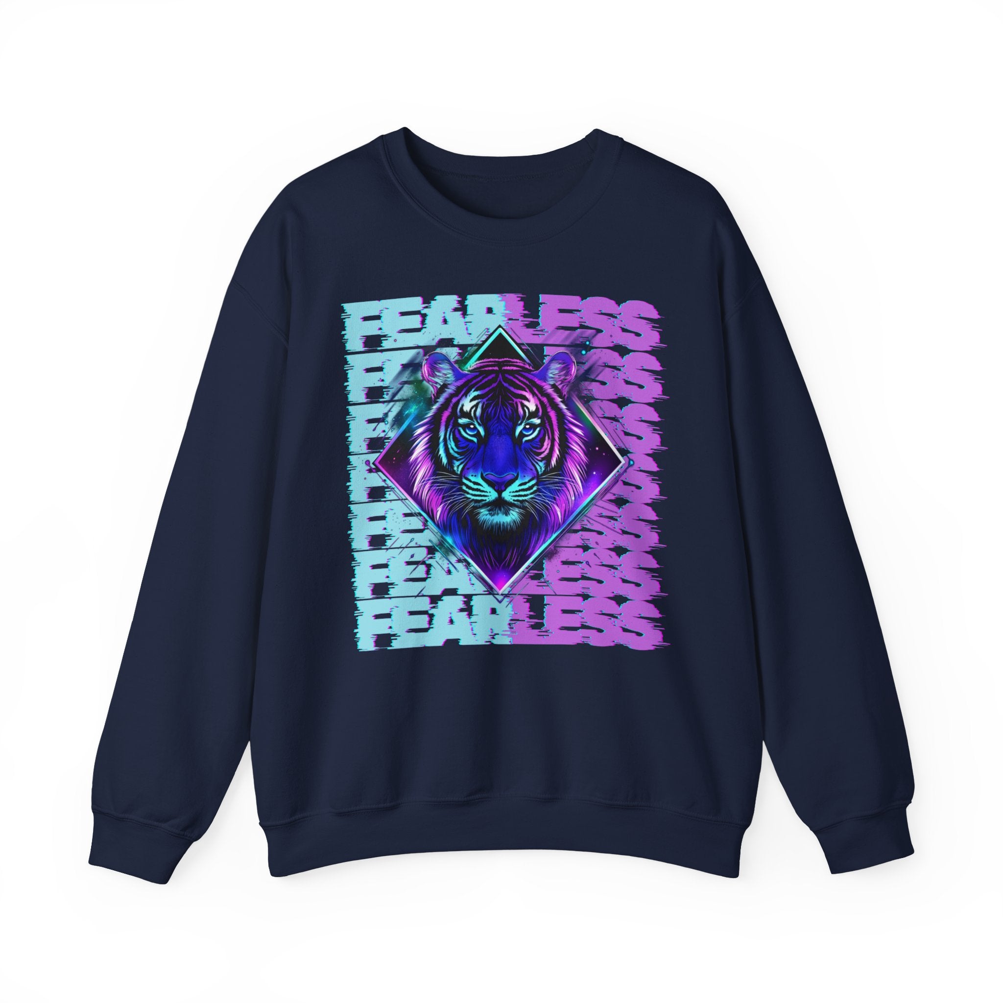 Fearless Tiger Graphic Sweatshirt, Unisex Crewneck, Cozy Fashion, Gift for Animal Lovers, Perfect for Casual Wear, Unique Fall Outfit