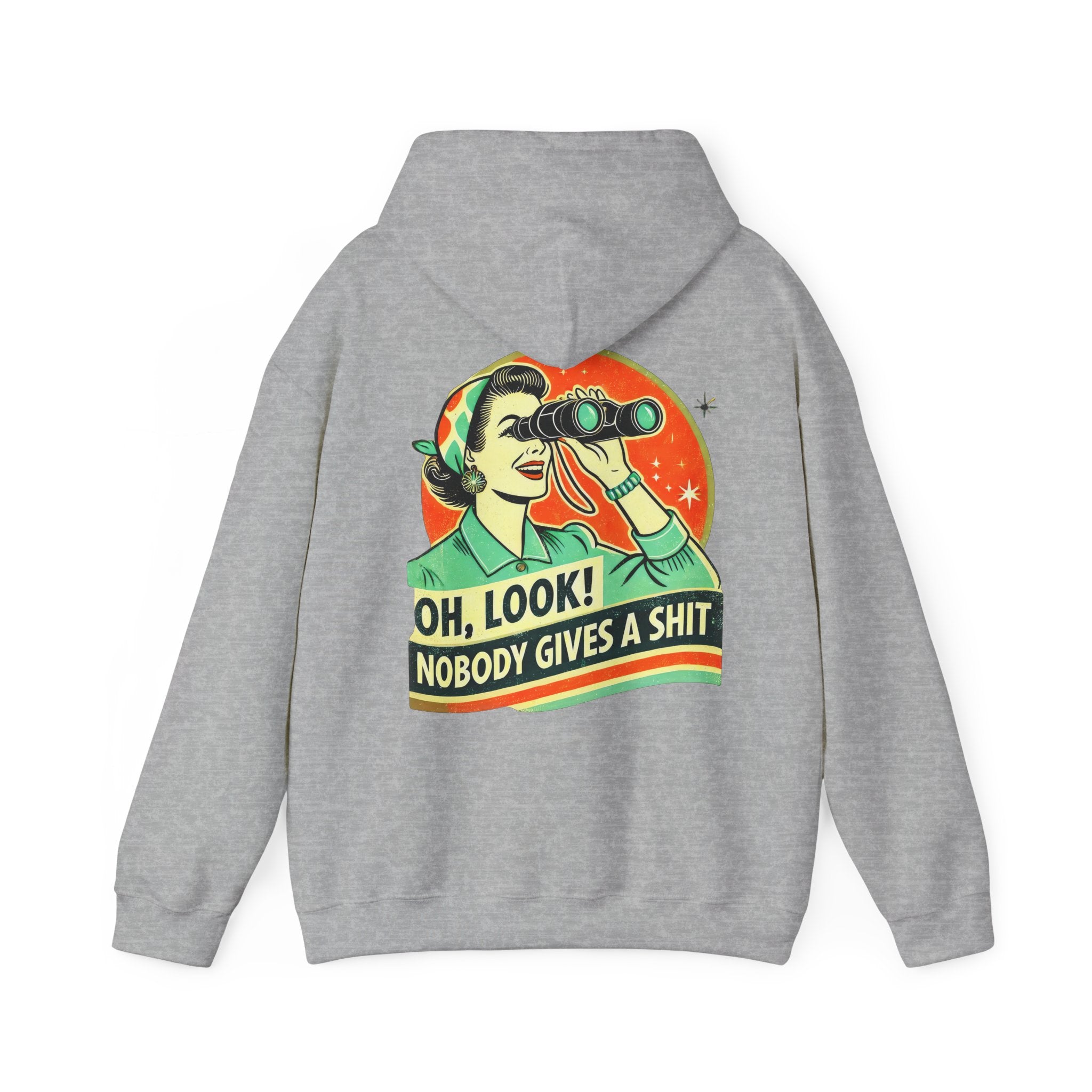 Hoodie „Oh Look Nobody Gives a Shit“ – Frecher Unisex Hoodie mit Statement-Rückenprint