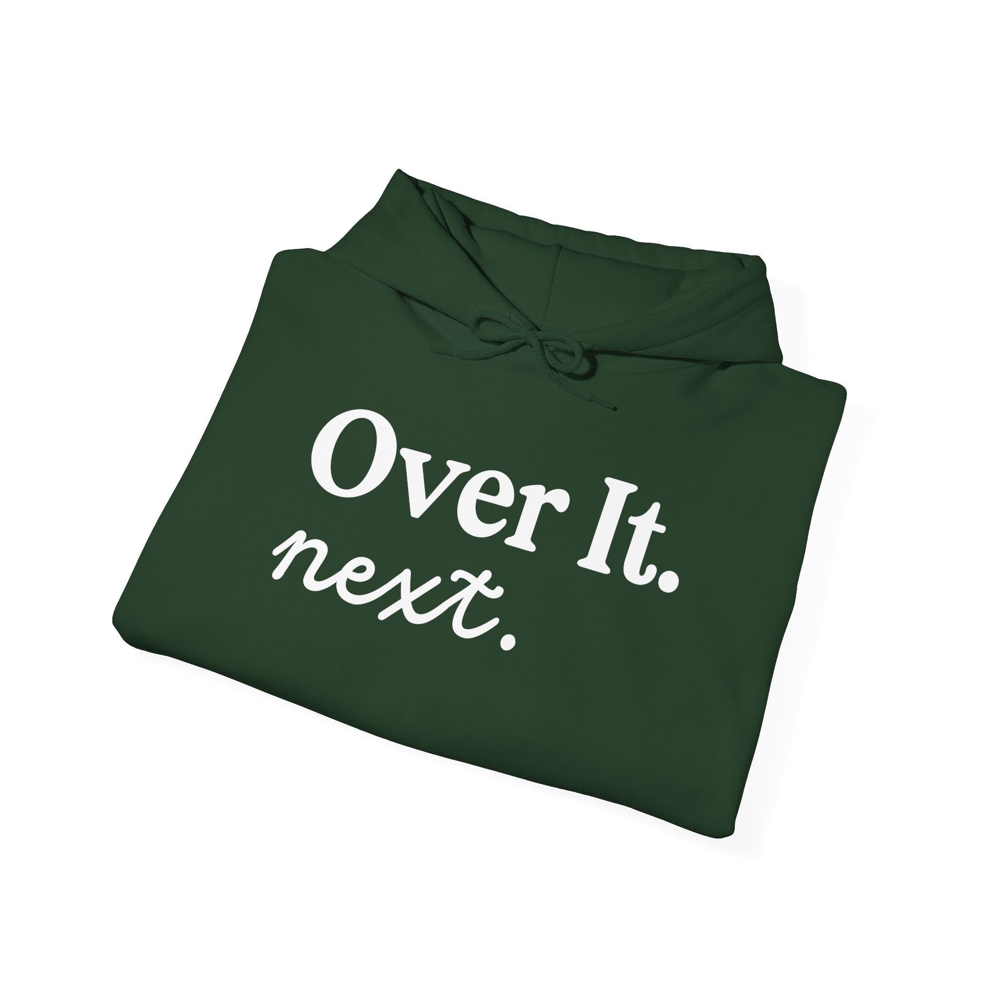 Unisex Heavy Blend™ Hoodie „OVER IT. NEXT.“ – lässiger Hoodie mit starkem Statement-Print