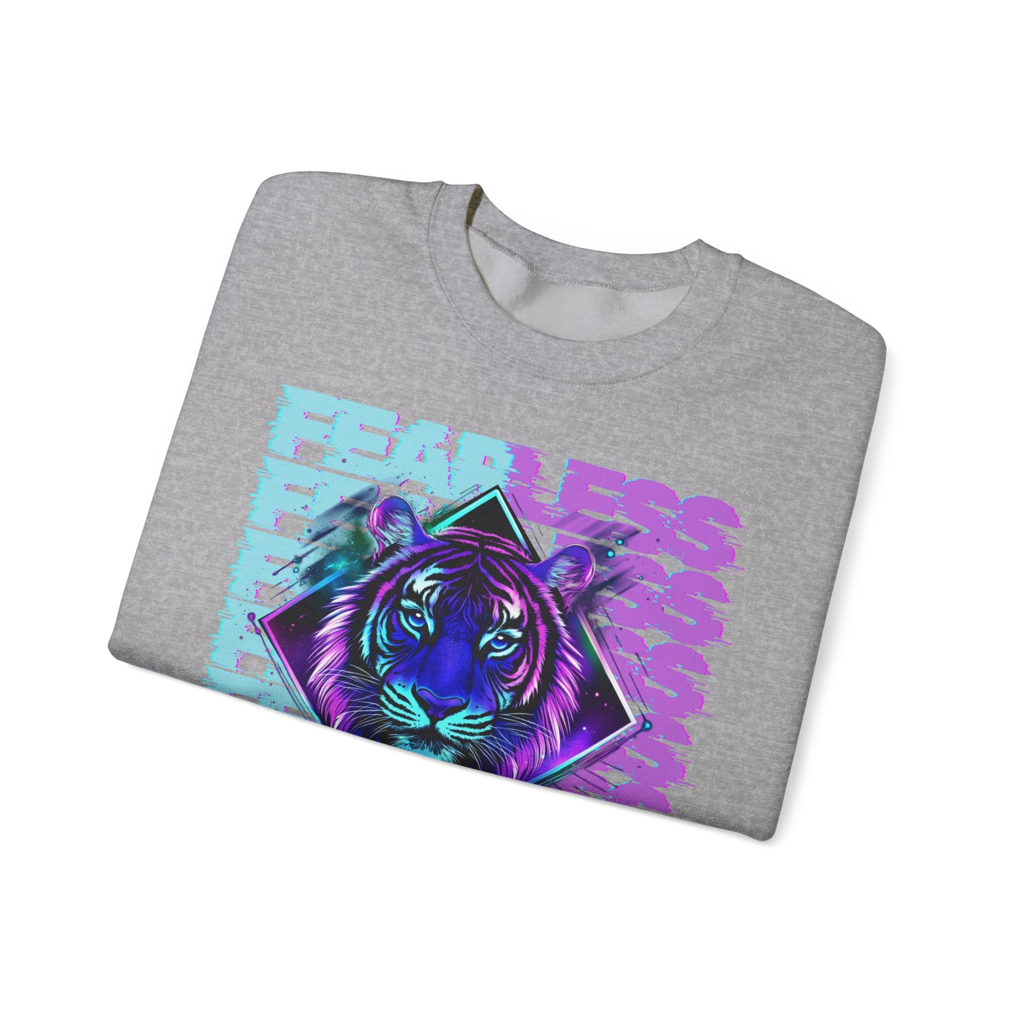 Fearless Tiger Graphic Sweatshirt, Unisex Crewneck, Cozy Fashion, Gift for Animal Lovers, Perfect for Casual Wear, Unique Fall Outfit