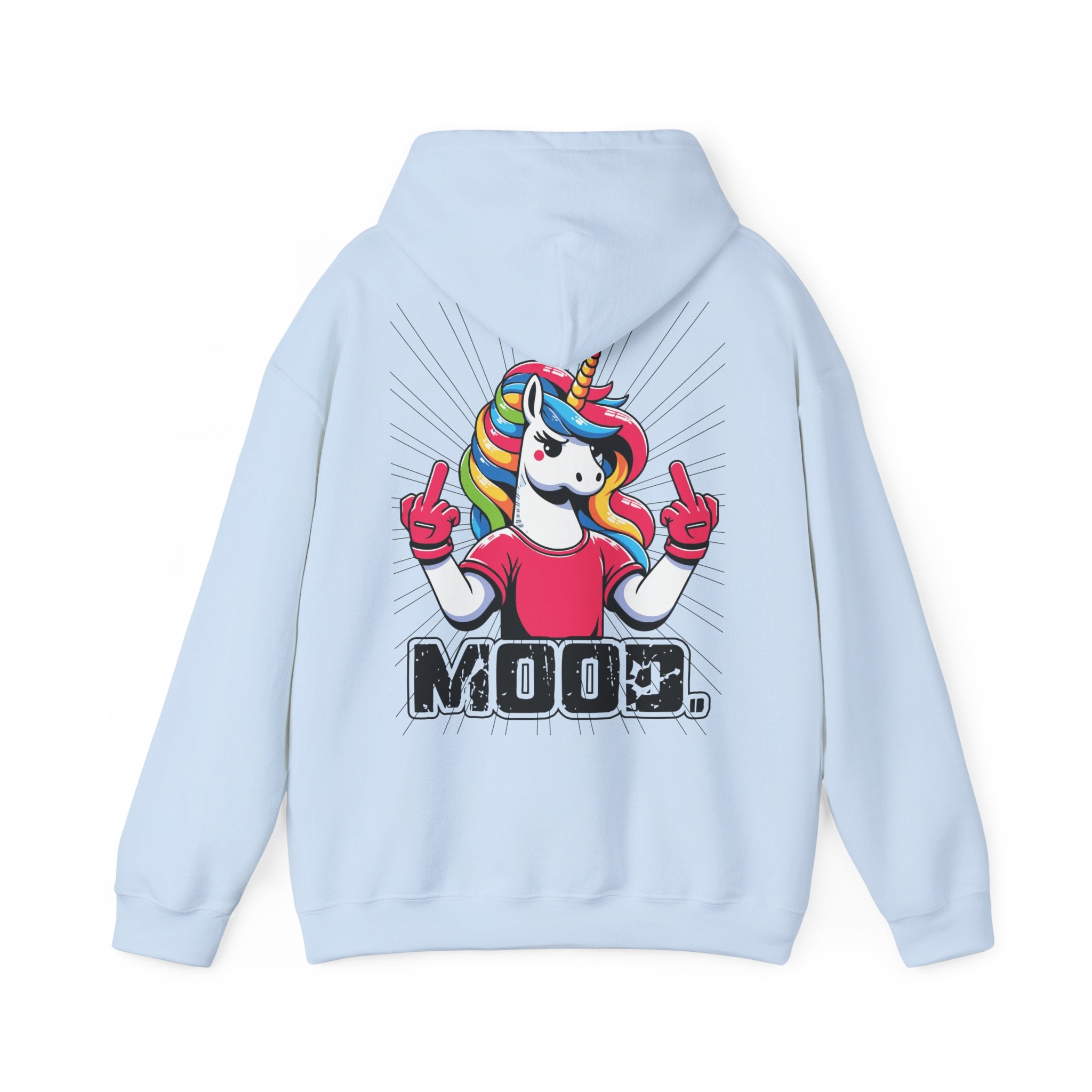 Hoodie „Mittelfinger Mood“ – Lustiger Einhorn Hoodie Unisex mit frechem Rückenprint
