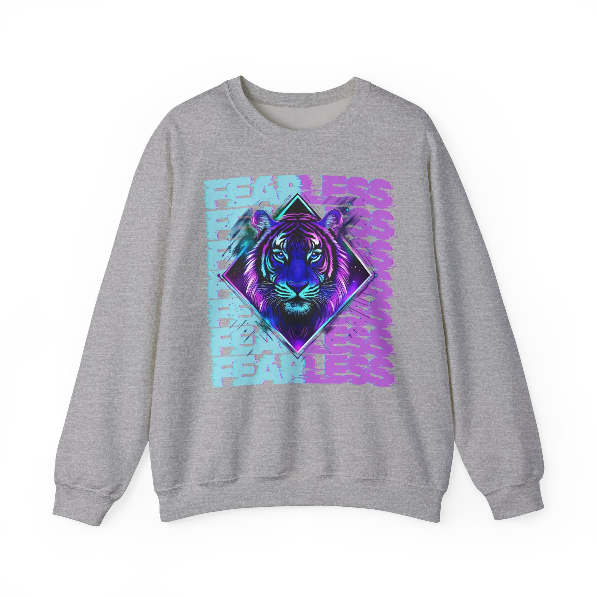 Fearless Tiger Graphic Sweatshirt, Unisex Crewneck, Cozy Fashion, Gift for Animal Lovers, Perfect for Casual Wear, Unique Fall Outfit