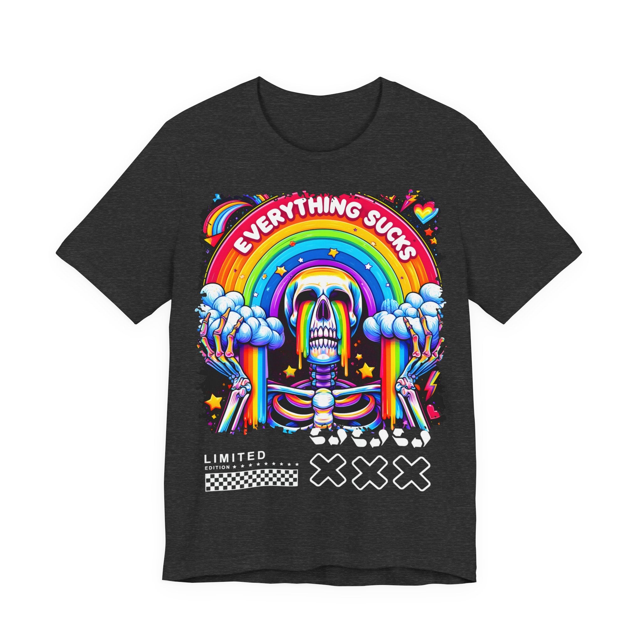 Unisex Jersey T-Shirt „EVERYTHING SUCKS“ – Cooles Kurzarmshirt mit auffälligem Frontprint