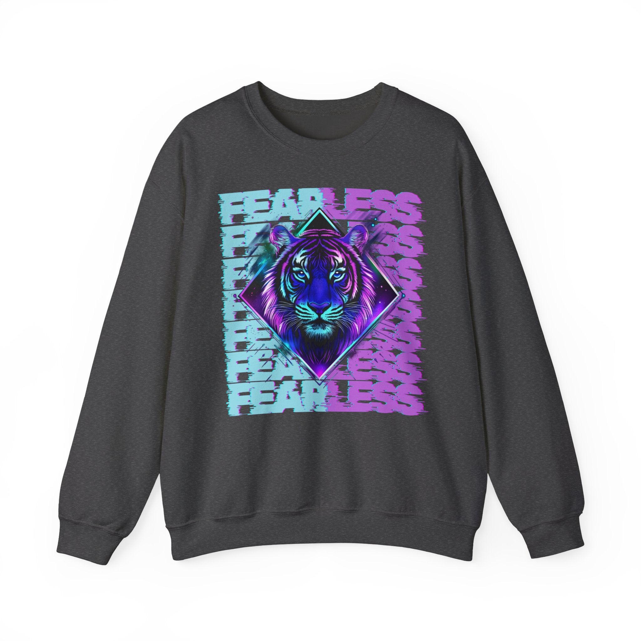 Fearless Tiger Graphic Sweatshirt, Unisex Crewneck, Cozy Fashion, Gift for Animal Lovers, Perfect for Casual Wear, Unique Fall Outfit