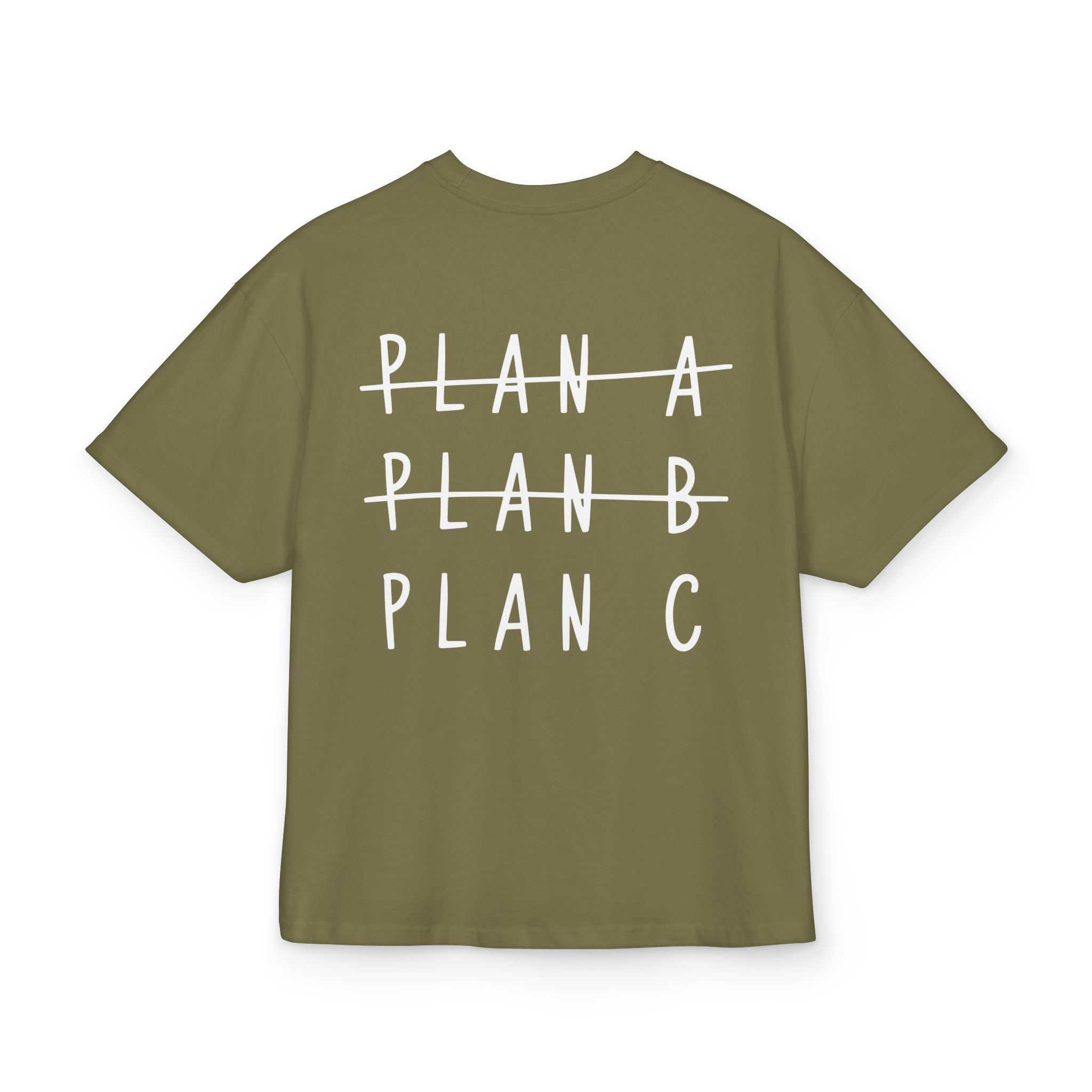 Unisex Ultra Heavy Cotton Box Tee mit Backprint „PLAN C“ – robustes Statement-Shirt aus 100 % Baumwolle
