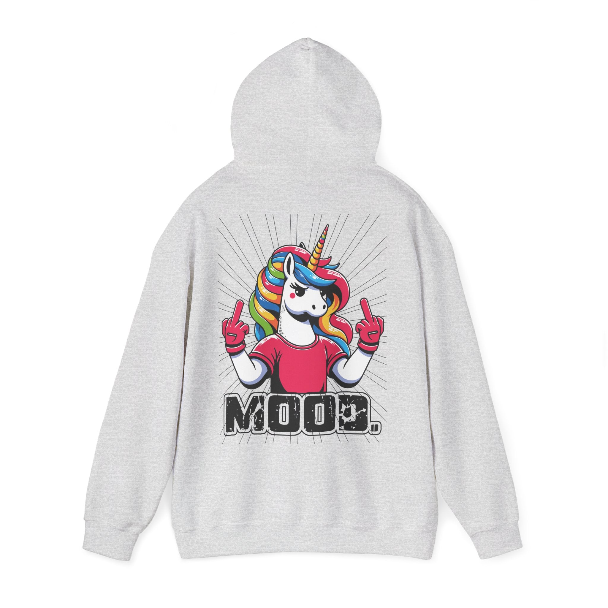 Hoodie „Mittelfinger Mood“ – Lustiger Einhorn Hoodie Unisex mit frechem Rückenprint
