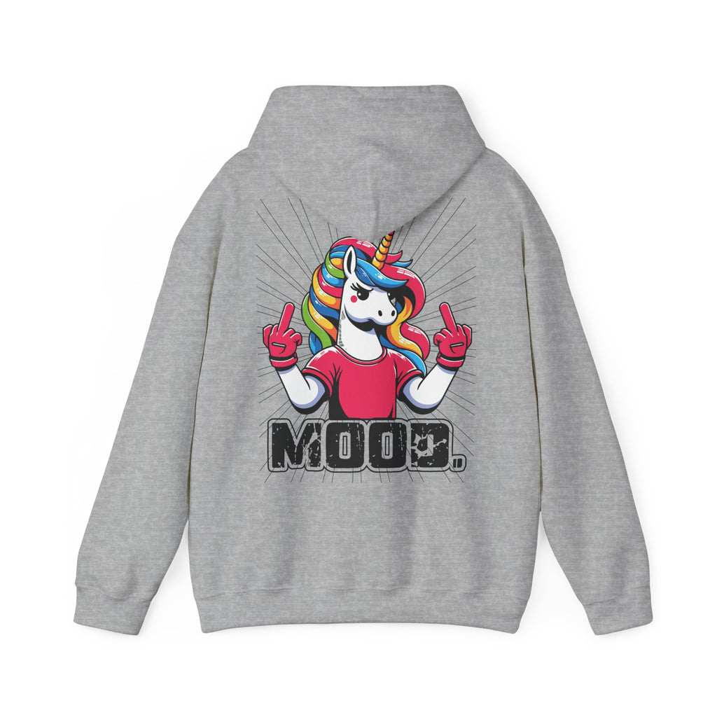 Hoodie „Mittelfinger Mood“ – Lustiger Einhorn Hoodie Unisex mit frechem Rückenprint