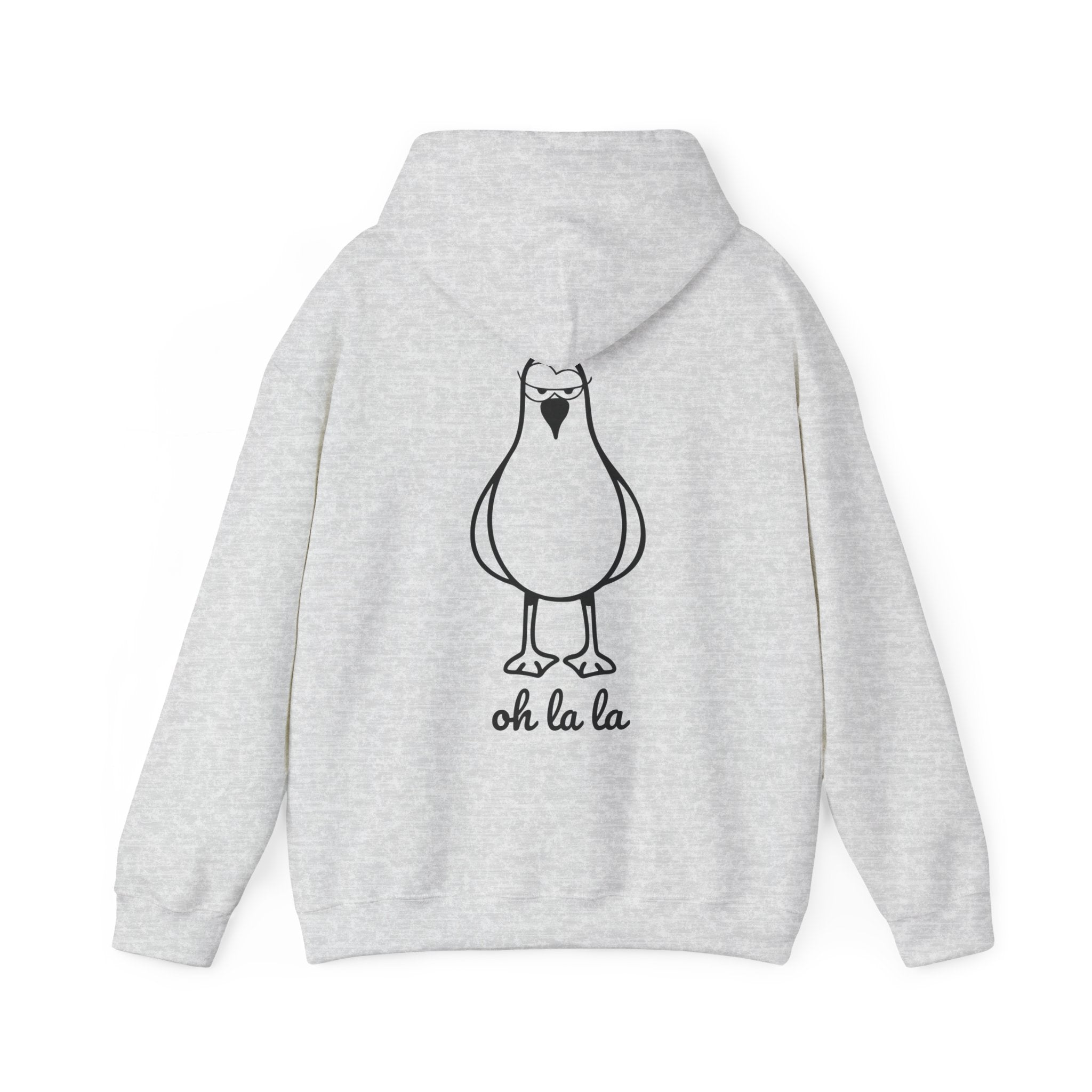 Hoodie „Sexy Möwe – Oh La La“ – Unisex Hoodie mit kleinem Frontprint & großem Rückenprint