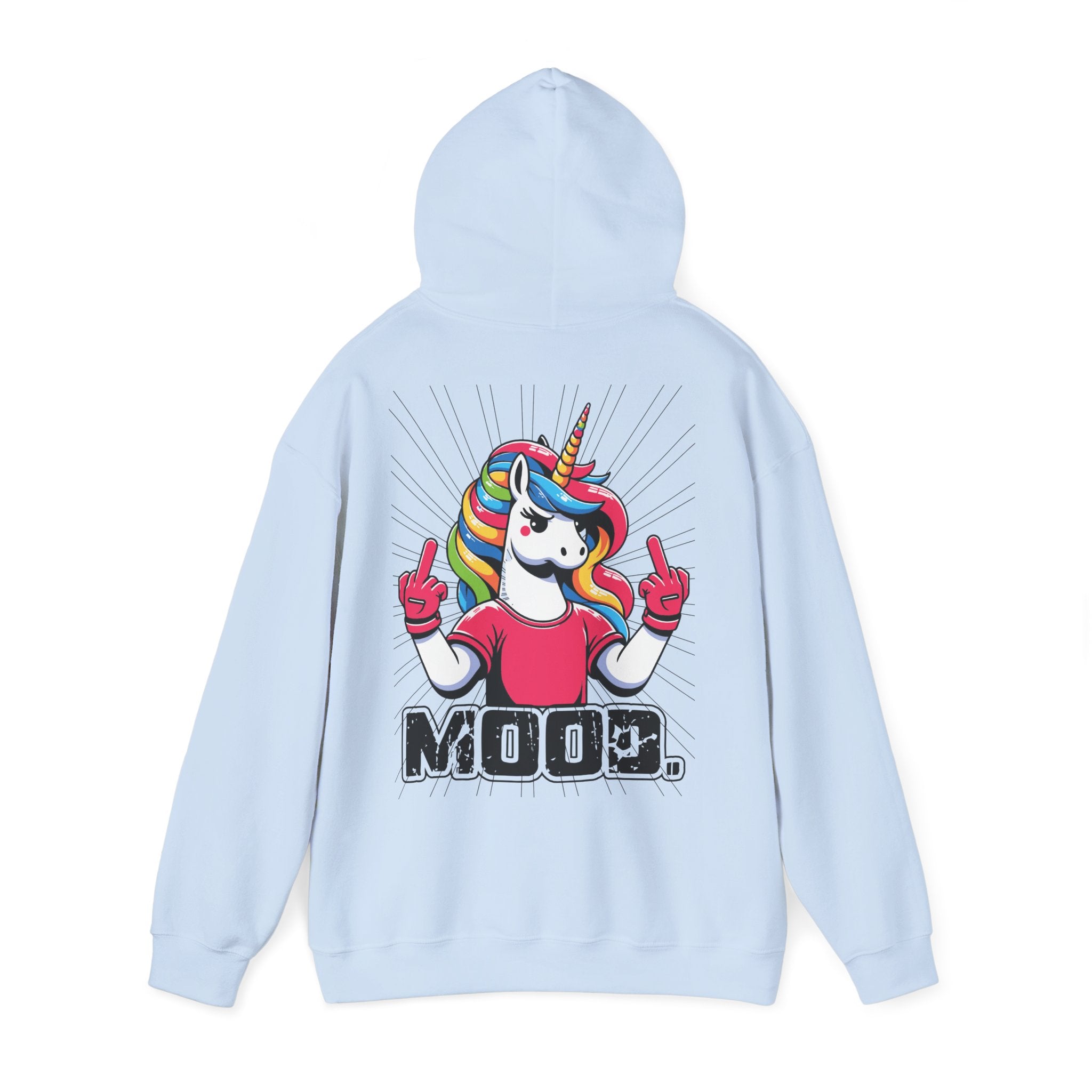 Hoodie „Mittelfinger Mood“ – Lustiger Einhorn Hoodie Unisex mit frechem Rückenprint
