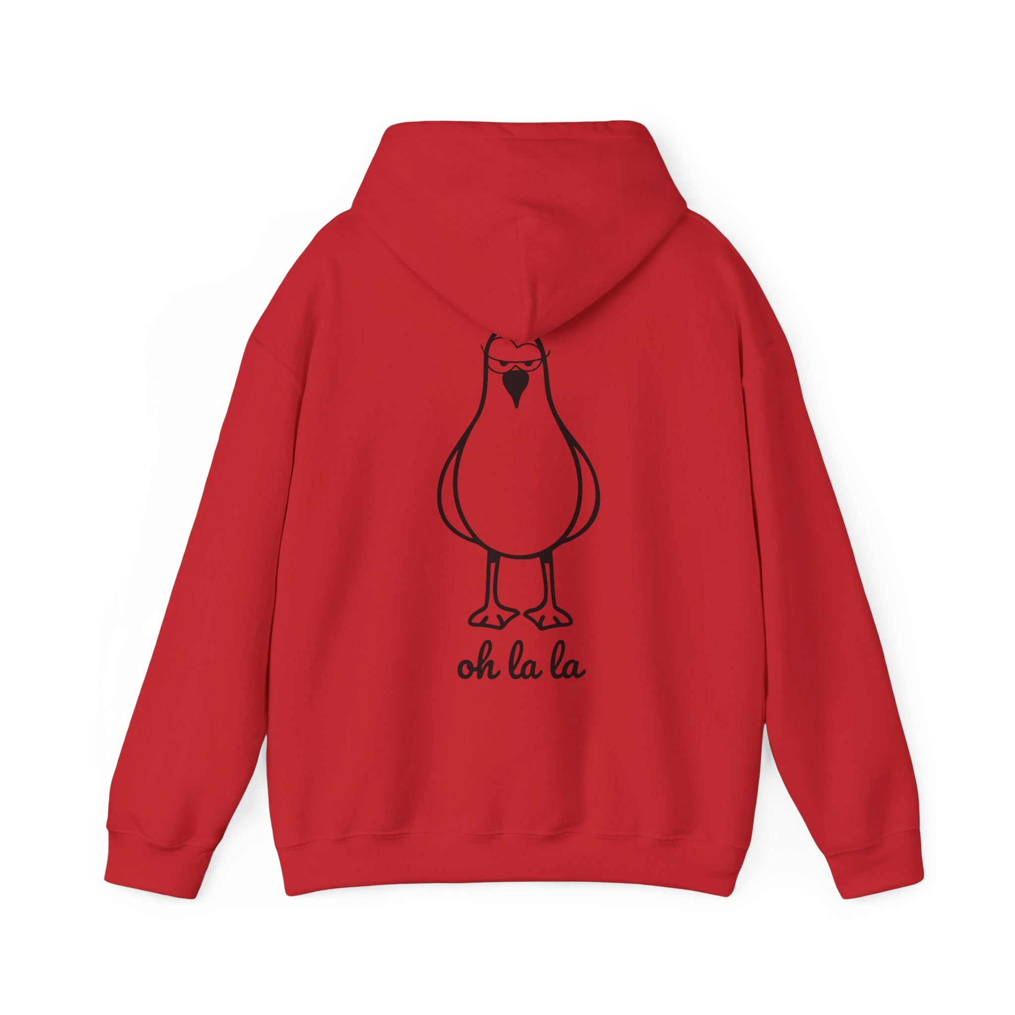 Hoodie „Sexy Möwe – Oh La La“ – Unisex Hoodie mit kleinem Frontprint & großem Rückenprint